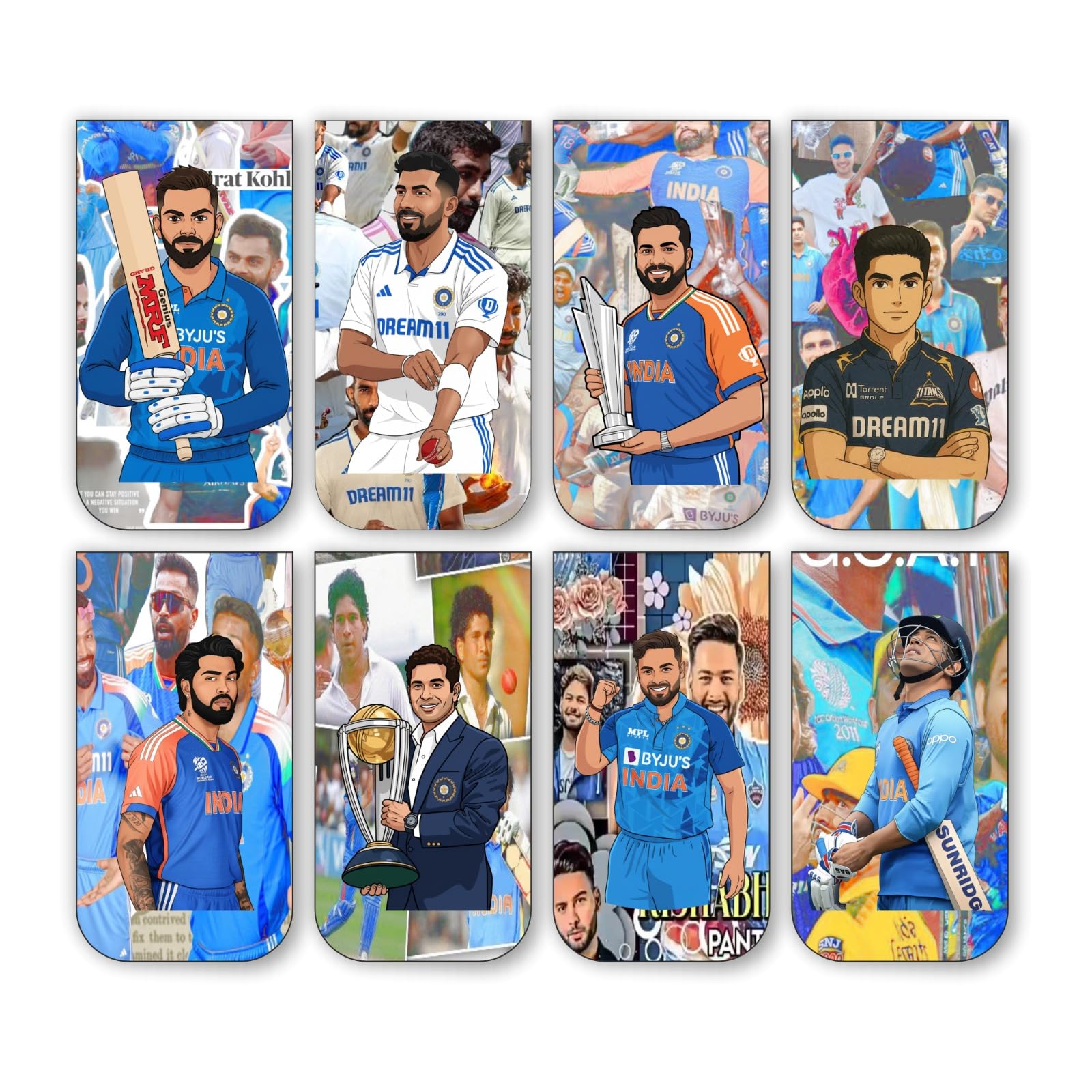 Ink About It- Cricketer Bookmark Set of 10-8 Magnetic Bookmarks + 2 Paper Bookmarks for Book Lovers, Aesthetic Bookmarks, Magnetic Bookmarks for Readers (11 x 2.9 cm)-image-34