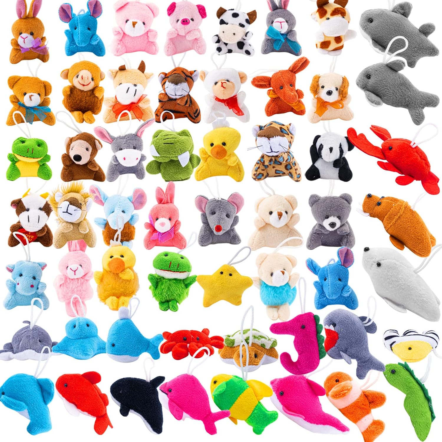 56 PCS Mini Plush Animals Toys Bulk, Small Stuffed Ocean Animal Toy Set
