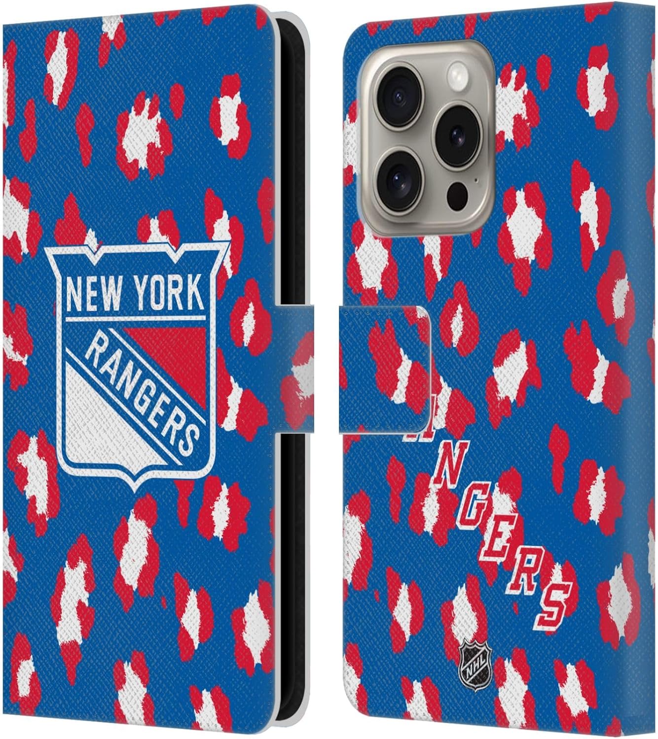 Head Case Designs Officially Licensed NHL Jersey New York Rangers Leather Wallet Case Compatible with Apple iPhone 16 Pro Max