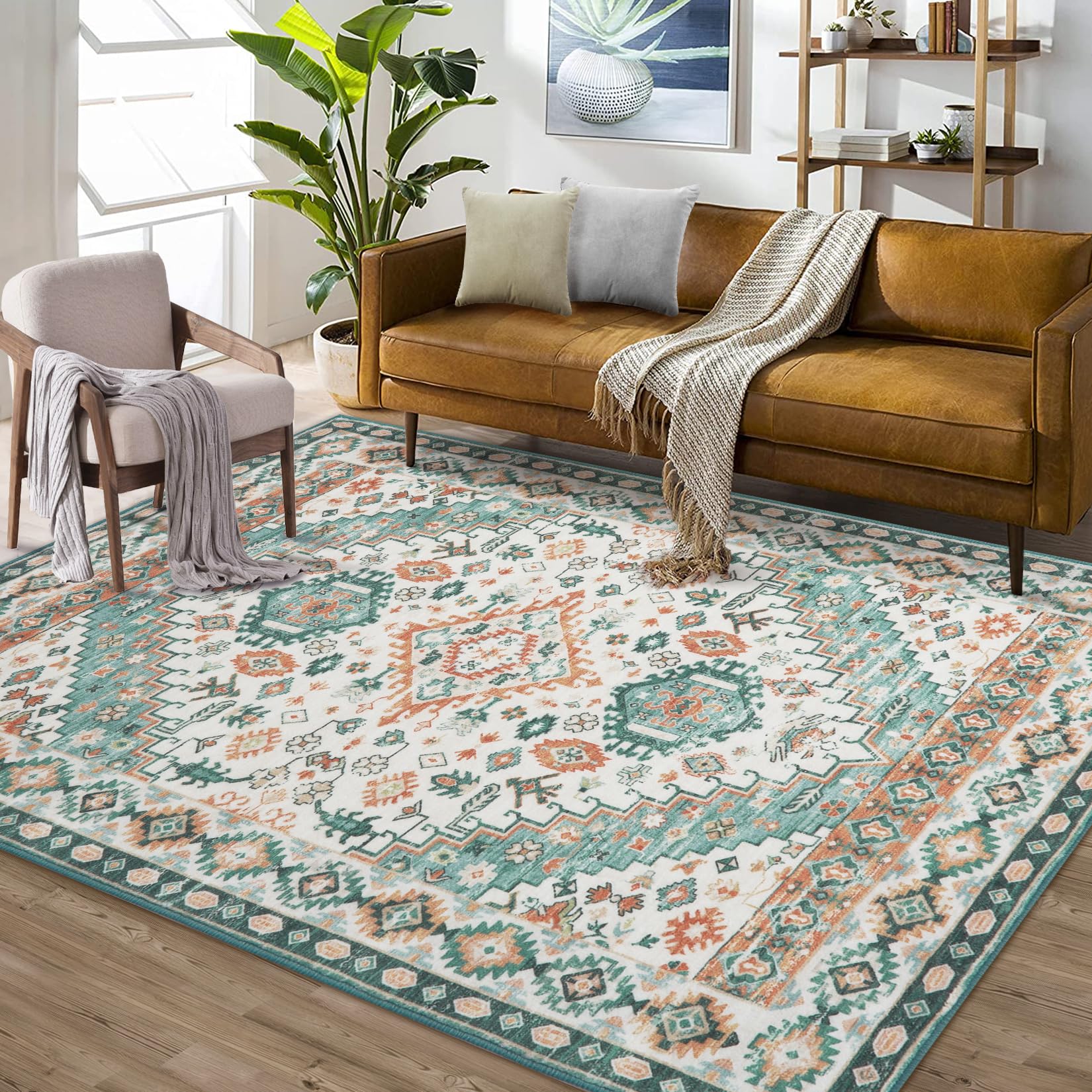 OUVNWLRE Tapis à Franges Rondes Rétro à Poils Longs Avec Fleurs Groovy Des Années 70 Et 90 Pour Chambre D'enfant, Chambre D'enfant, Salle De Jeux, 1,2 M