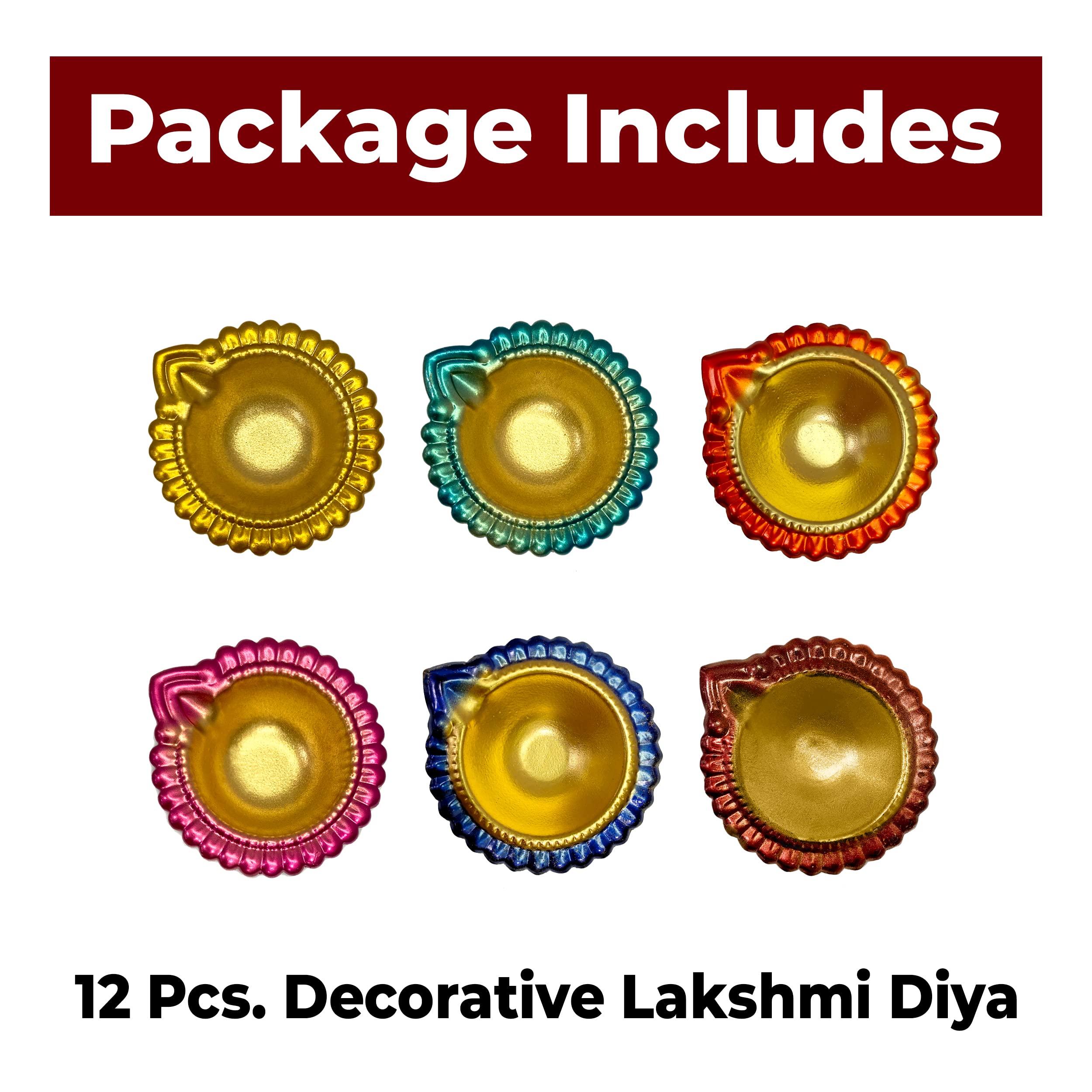 12-Piece Multicolor Lotus Metal Diya Set - Tea Light Holder For Diwali, Christmas, Home & Mandir Decoration - View #10
