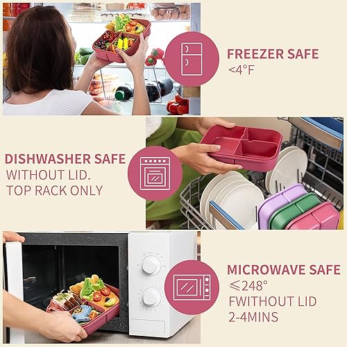 Miniatura 10 de Itopor Lonchera Bento de fibra de trigo para niños, ideal para niños, lonchera a prueba de fugas para niños, lonchera Bento para adultos,