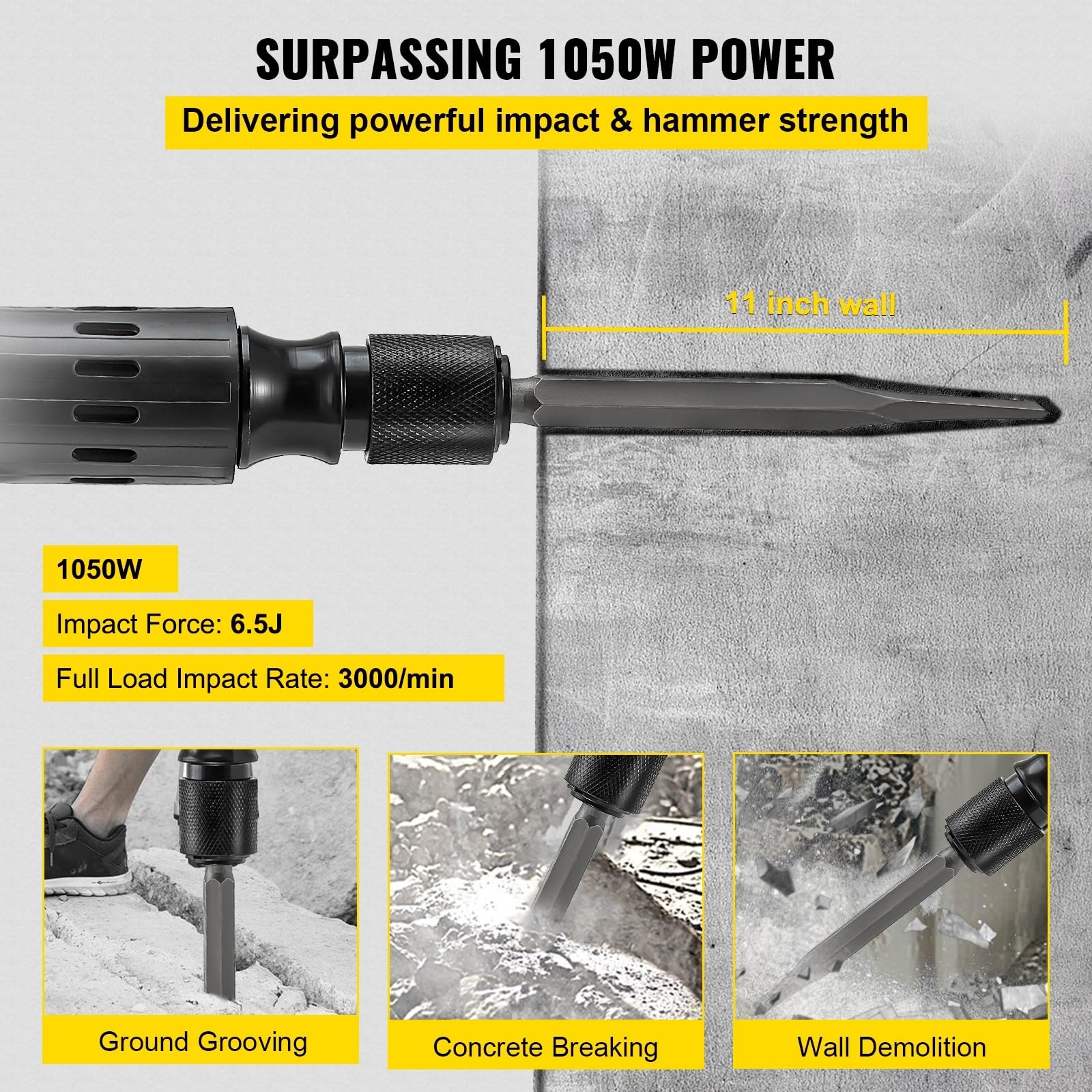 Wiertarka udarowa 1050W Max wiercenie 17mm SDS Plus rozbiórka młot pneumatyczny Breaker DIY elektryczny perforator do betonu z drewna