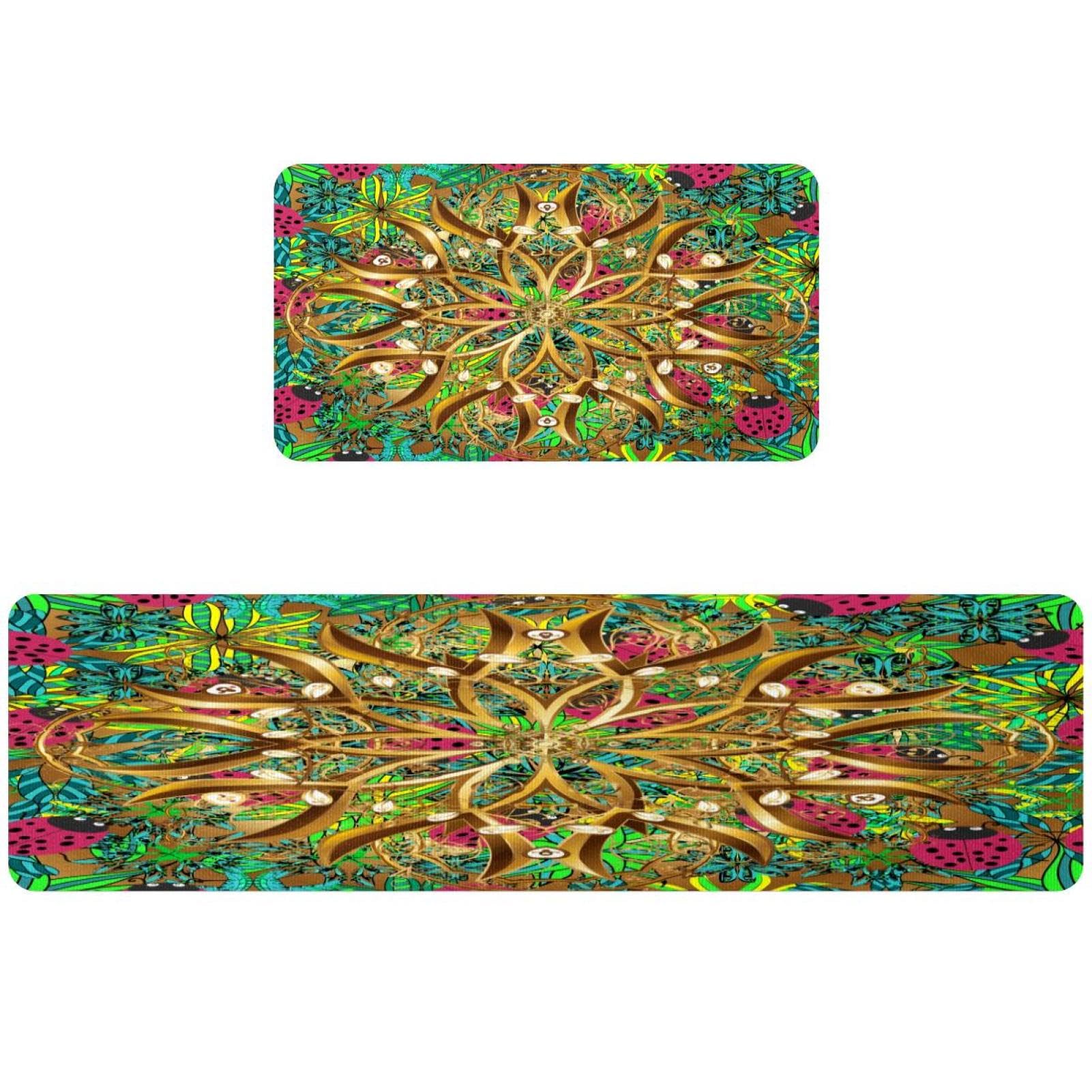 Alfombrillas de cocina para evitar resbalones y proteger el suelo lavables con diseño mandala