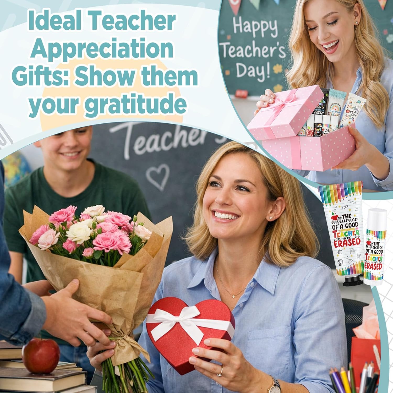 Loopeer 30 Sets Teacher Appreciation Gifts Bulk 5 Style Travel Size Lip Balm and Hand Cream Thank You Gift Sets for Teacher Staff Team Woman Man Office Supplies Back to School Party Favors