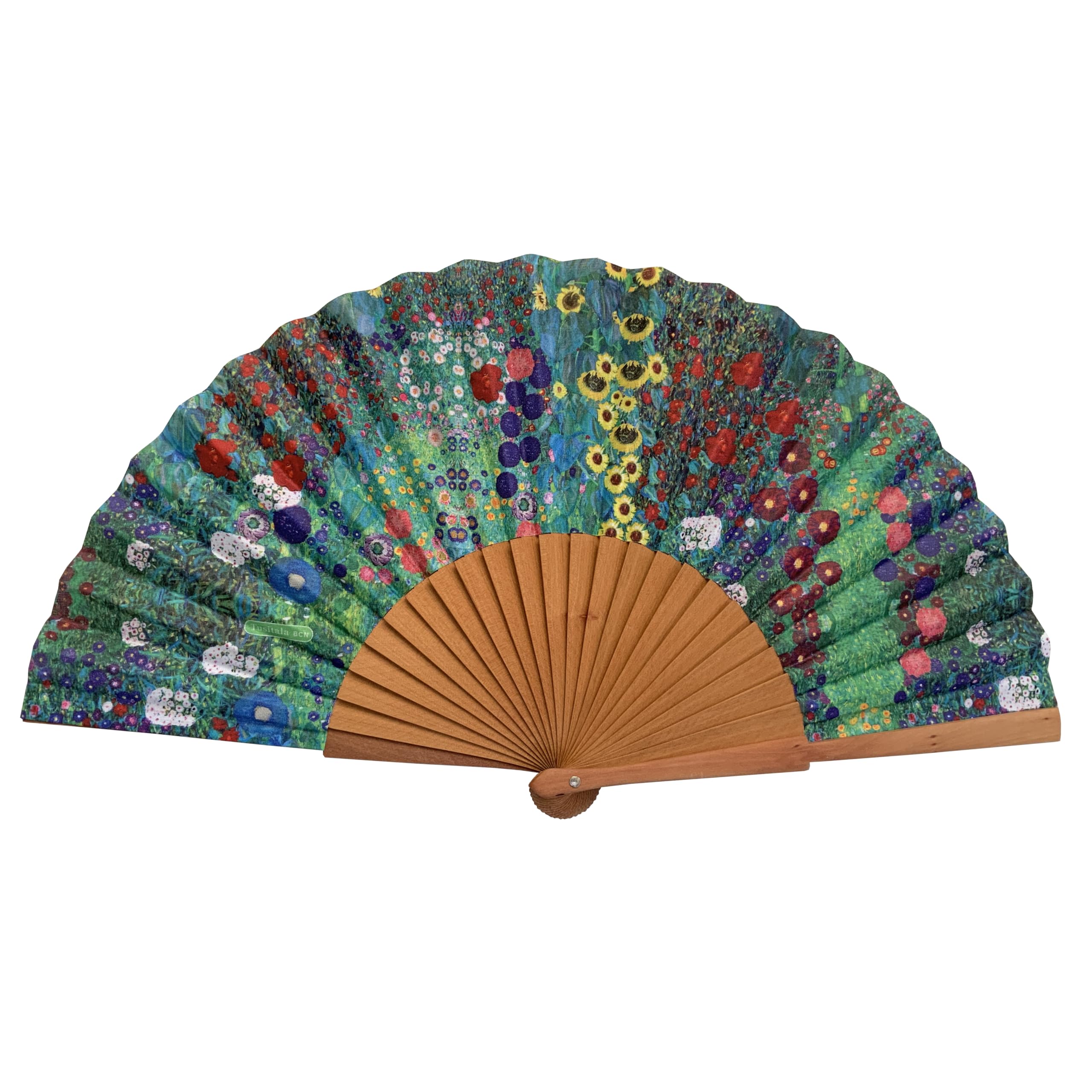 Éventail Espagnol - Bois et Coton - 23 cm - Housse et étui en jute - Accessoire de mode - Fait main en Espagne - Collection Alzar la Mirada