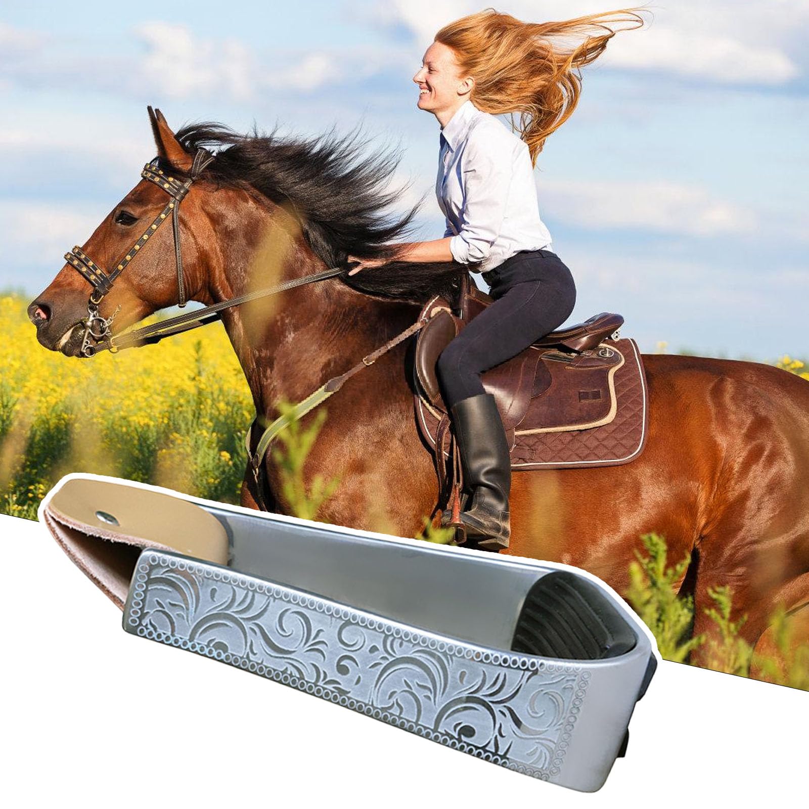 Estribos de aluminio acolchados occidentales ligeros para montar a caballo para sillines de equitación, suministros de sobrecalzado con alfombrilla de goma antideslizante