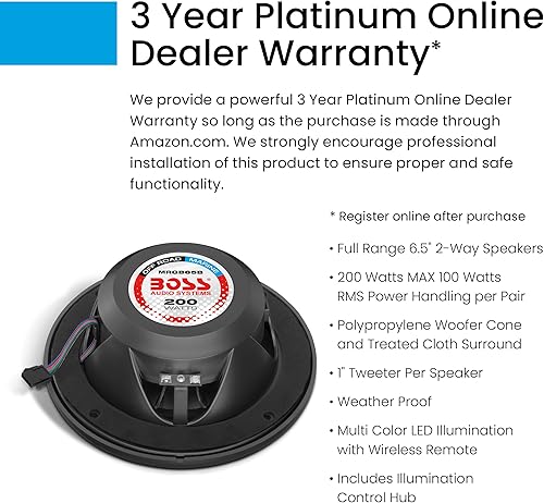Miniatura 17 de BOSS Audio Systems MRGB65S - Altavoces estéreo para barcos marinos de 6.5 pulgadas, 200 vatios máximo (por par), coaxial, 2 vías, rango completo, 4