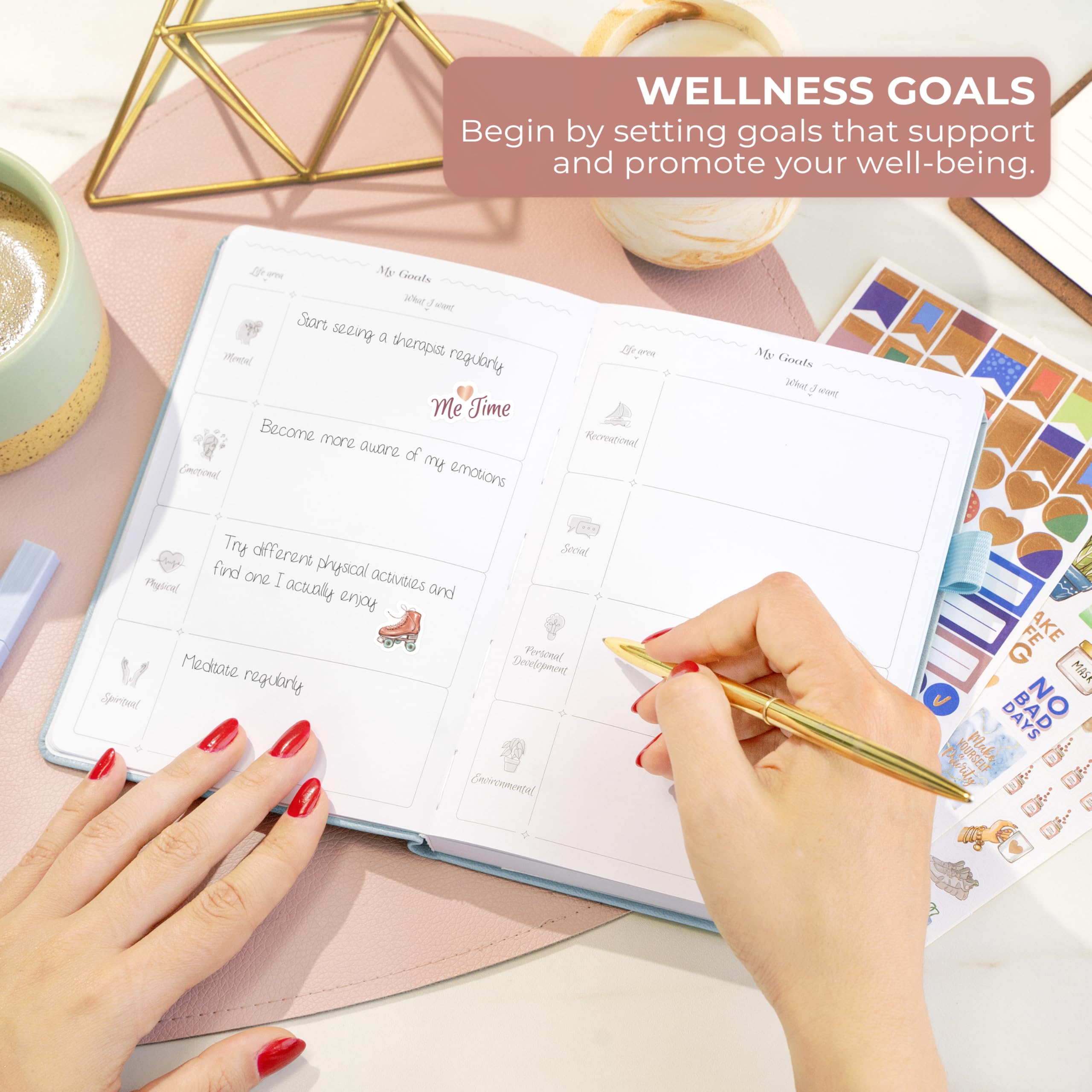 GoGirl Self-care Journal, Daily Mental Health Notebook with Mood & Wellness Trackers, Personal Development - Image 3