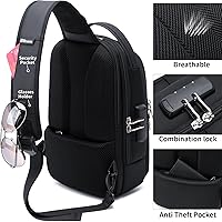 Vista 6 de DUSLANG Mochila de hombro para senderismo, bolsa cruzada para hombres, bolsas de pecho con puerto de cargador USB para campamento casual, ciclismo