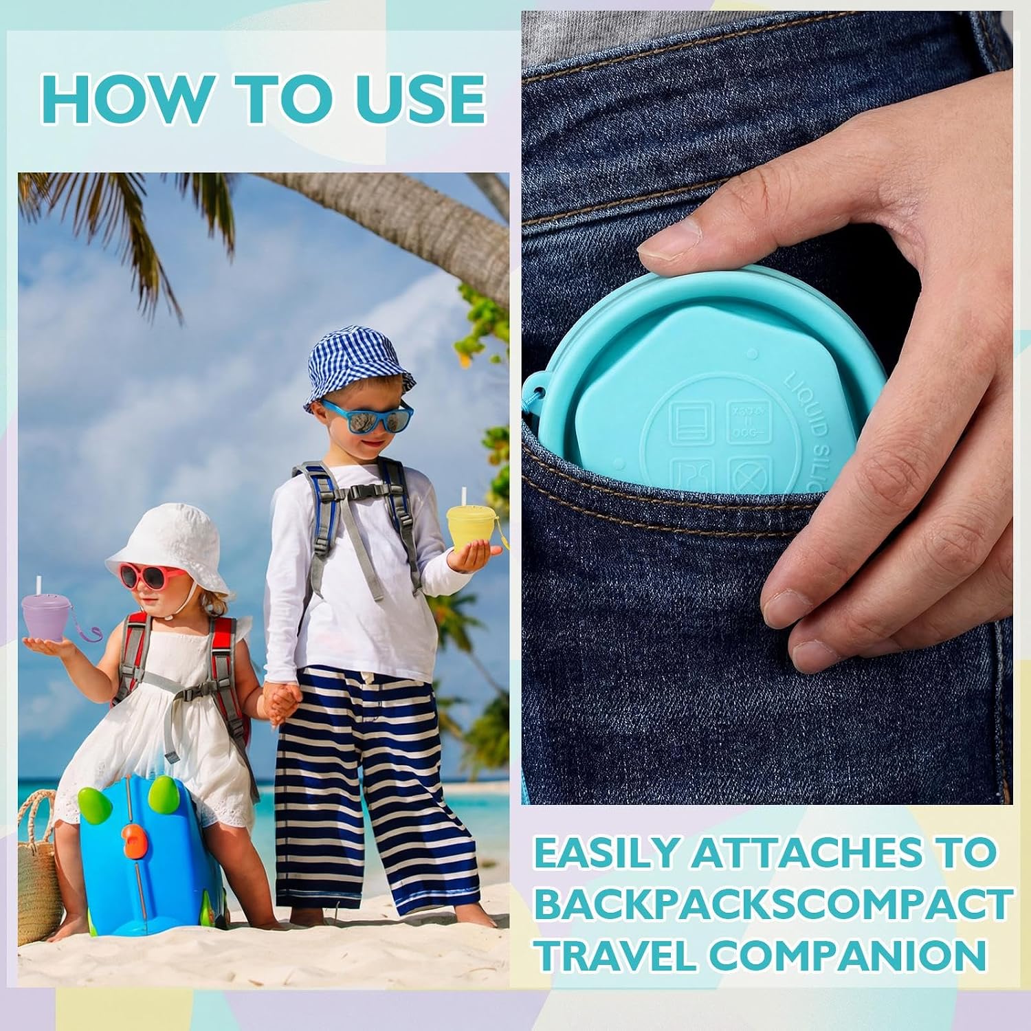 Patelai 3 Pack Silicone Collapsible Travel Cups with Straws 6oz Foldable Water Cup Folding Camping Mug Small Portable Drinking Cup with Lid for Travel Cruise Hiking Summer Outdoors