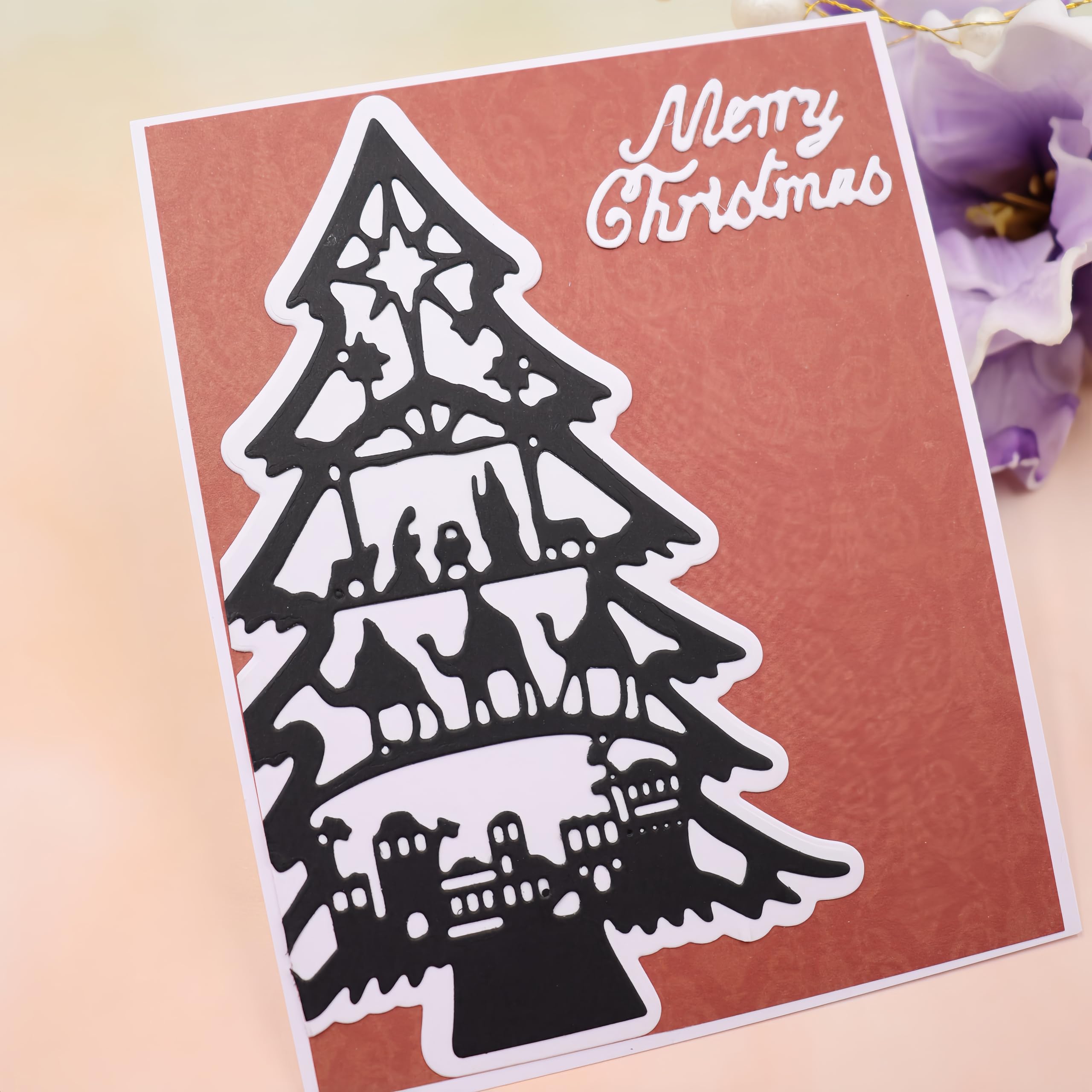 Troqueles de árbol de Navidad fantasma para hacer tarjetas, sellos, troqueles de corte para manualidades, álbumes de recortes, manualidades, decoraciones en relieve