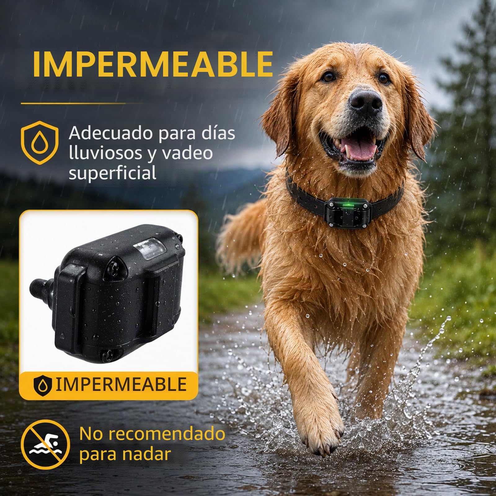 Collar de Adiestramiento para Perros con Control Remoto Inalámbrico, Collar Antiladridos Perros Pequeños, Modos de Pitido, Luz LED, Vibración y Fuerte Vibración, 500 Metros De Alcance