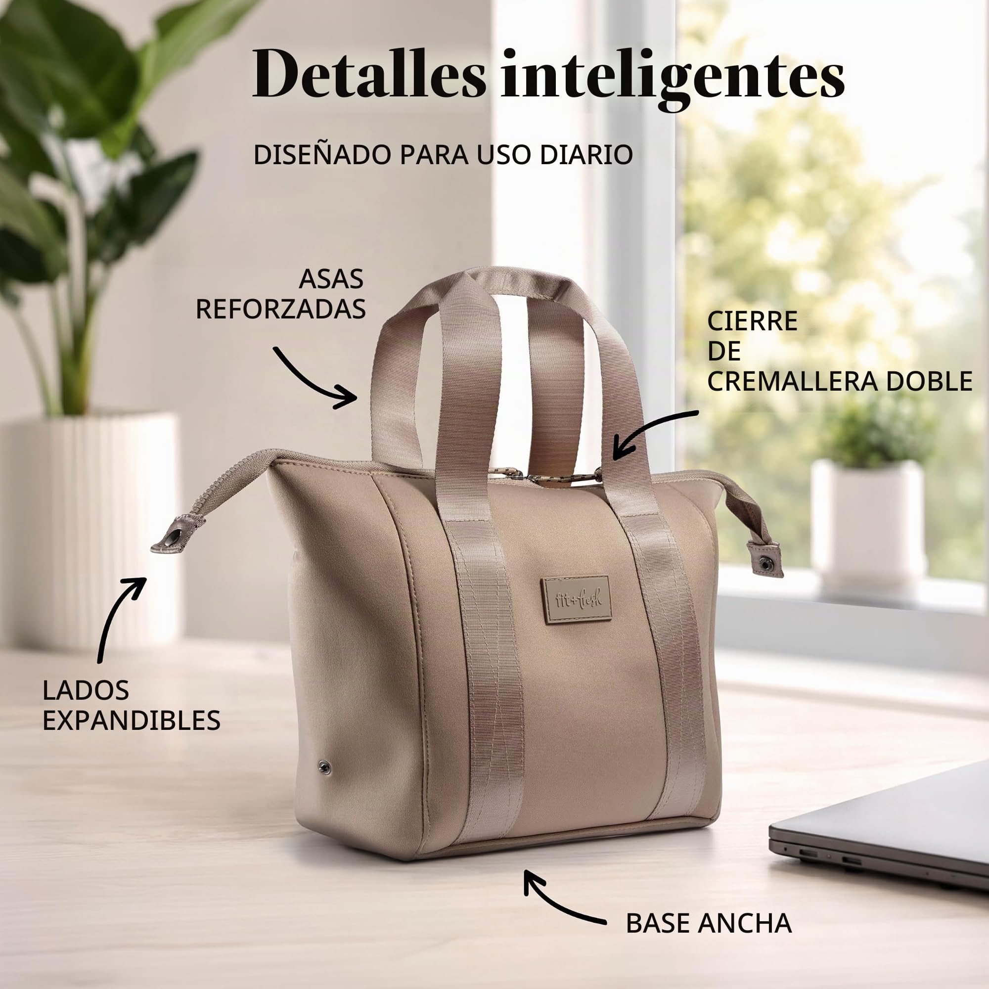 Fit & Fresh Bolsa de almuerzo de neopreno para mujer, bolsa de almuerzo isotérmica para el trabajo, resistente a desgarros y manchas, gran caja de almuerzo para mujer con contenedores y hielo,