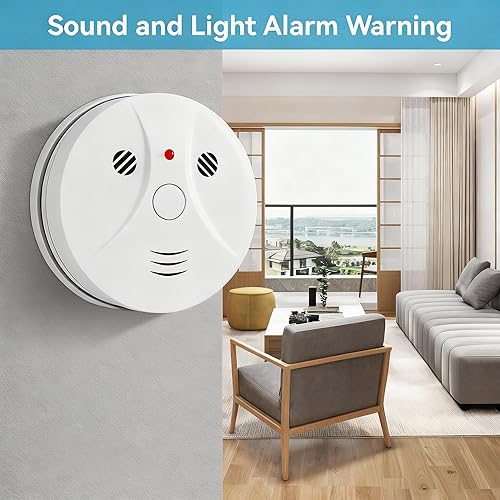 Miniatura 3 de Paquete de 3 detectores combinados de humo y monóxido de carbono, funciona con pilas, alarma fotoeléctrica portátil de viaje contra incendios y Co