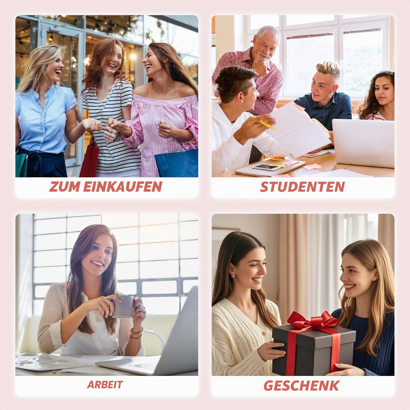 GOLF SUPAGS 14 Zoll Laptop Umhängetasche für Damen, Arbeit und Reisen (Rosa Grau)