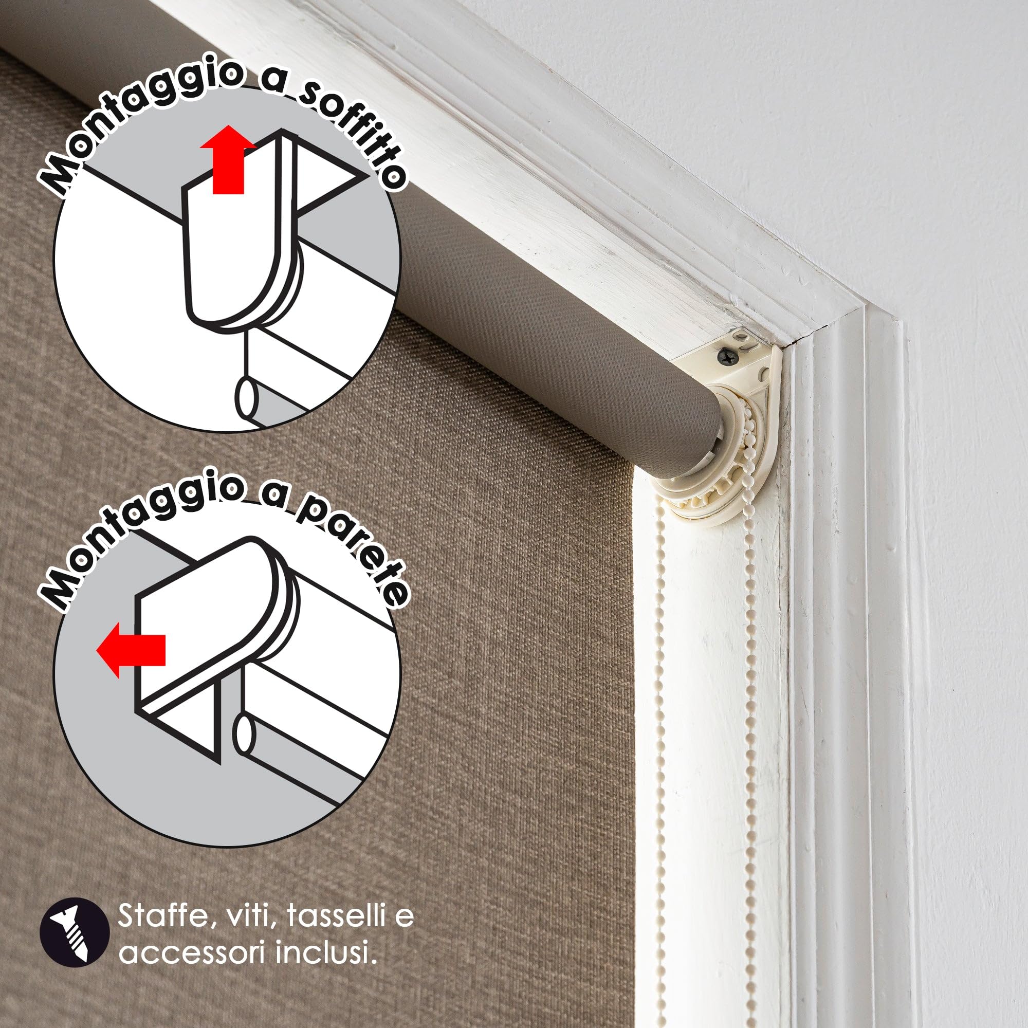 Kauai Store enrouleur occultant total pour intimité et obscurité totale, tissu certifié Oeko-Tex, sans danger pour les enfants (taupe)