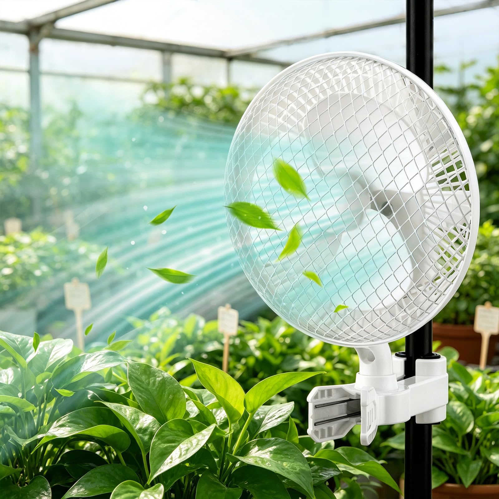 Grow Ventilator mit Clip 25W, Grow Ventilator Oszillierend mit 3 Geschwindigkeitsstufen, 2200 U/min, 20cm Klein Umluftventilator leise, ventilator für Growzelt, Zuhause im Schlafzimmer