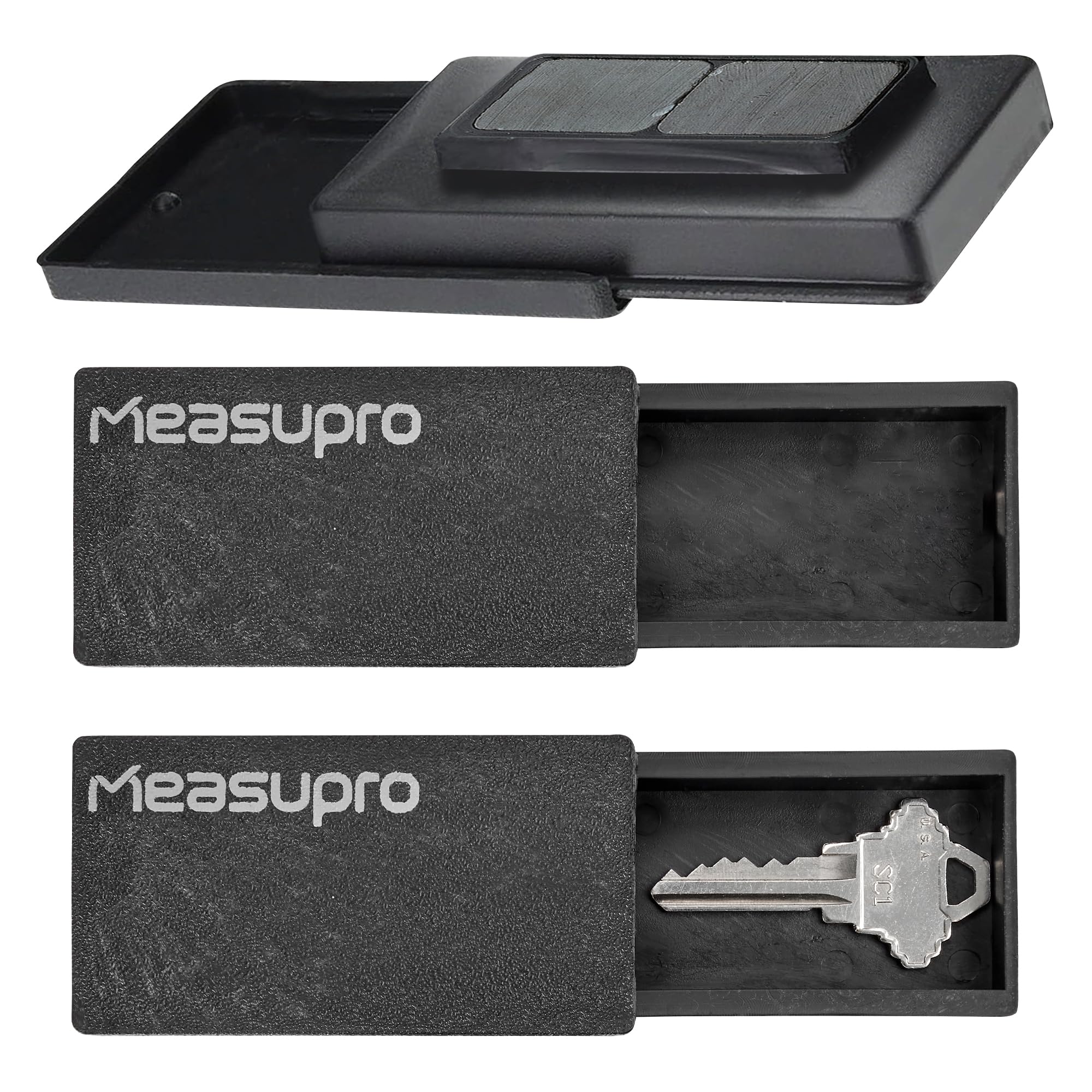 Magnetic Key Holder for Car - 3 Pack - 1 size - Car Key Hider & More - Strong Magnets - Rugged Black Plastic Cases