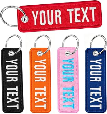ssass Personalized Keychain, Custom Embroidered Motorcycle Key Tag | Double sided Embroidery Name Number keychain, Car Keyring Accessoire for Biker, Scooter, Gift Key chain for Men Women