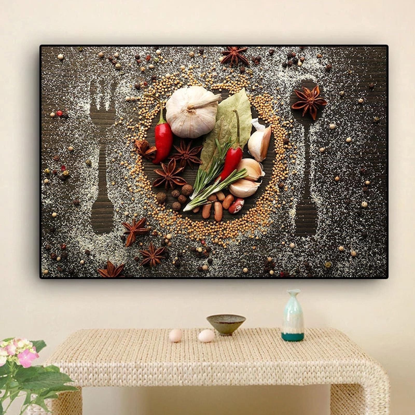 Affiche cuisine grains et épices pour une ambiance chaleureuse de salle à manger