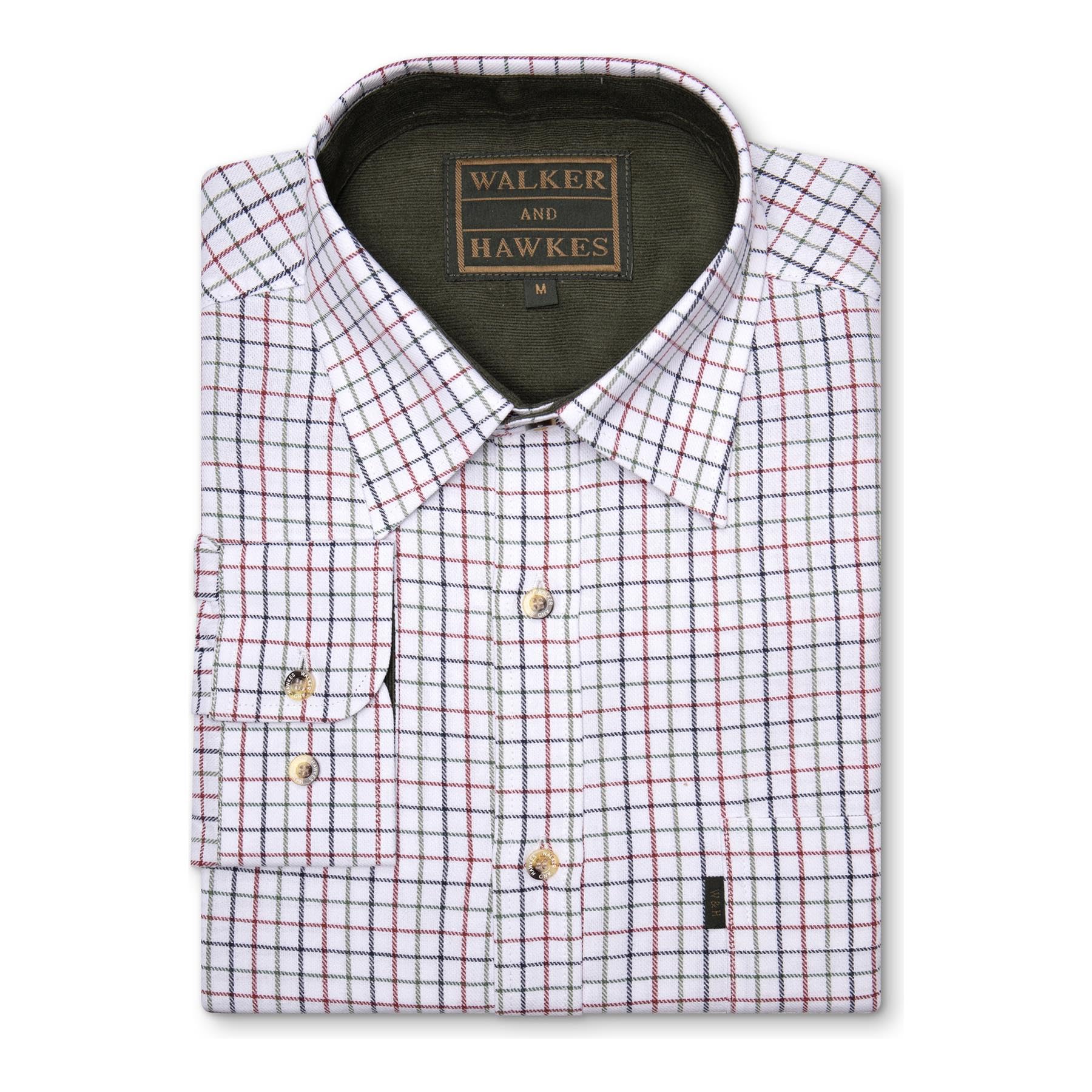 Walker and Hawkes - Camisa de Manga Larga para Hombre - 100% algodón - Estilo leñador - Estampado a Cuadros