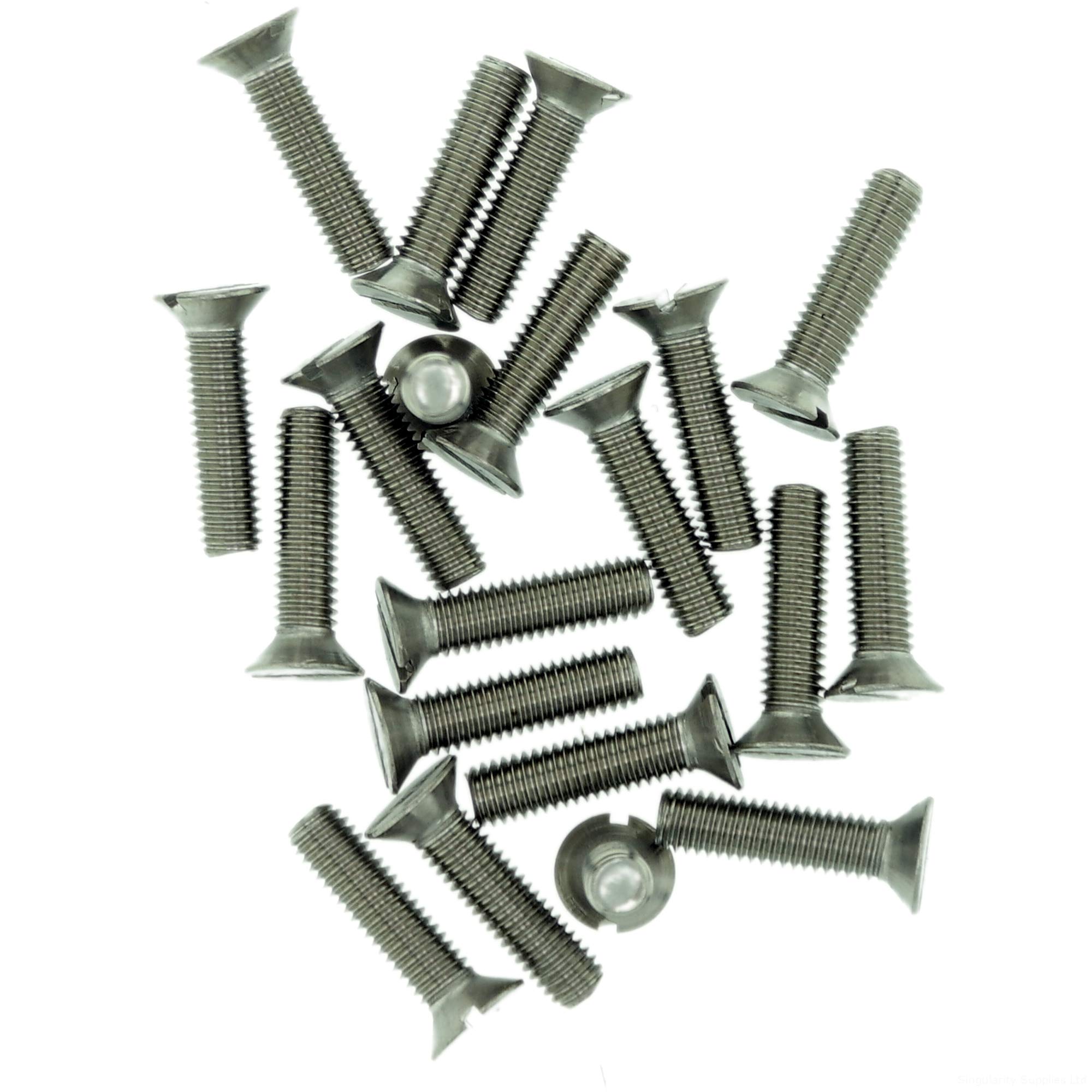 Singularity Supplies M2.5 (2.5Mm X 25Mm) Slot Countersunk Machine Screw (Bolt) - Stainless Steel (A2) (Pack Of 20)