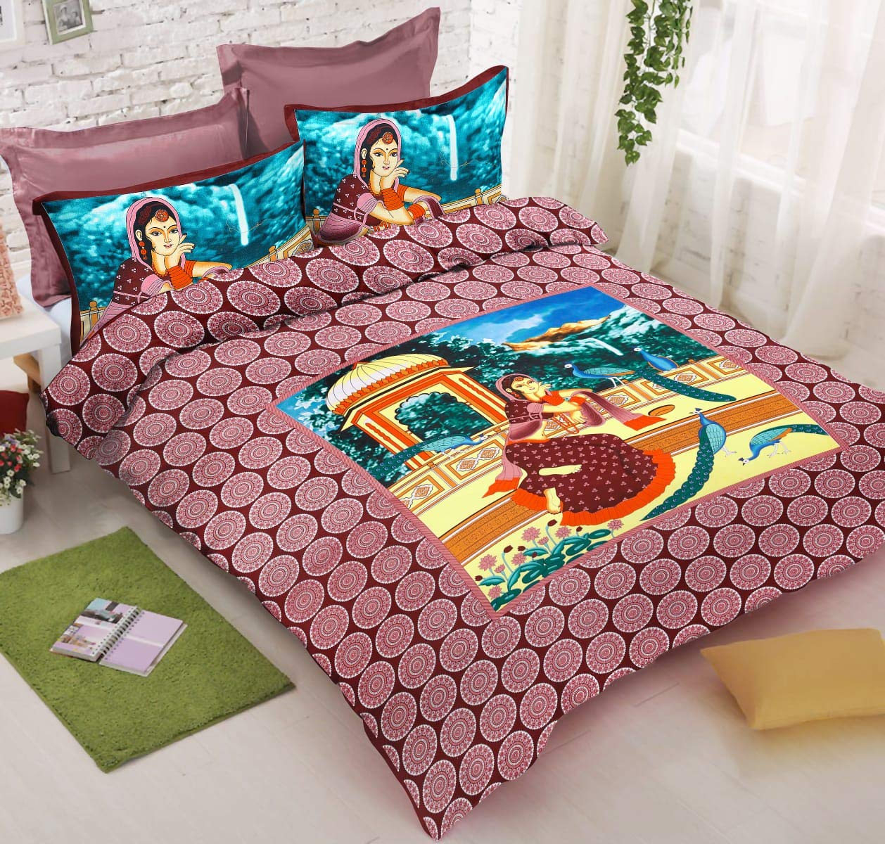 Kraftidy bedsheets for Double Bed Cotton bedsheet with 2 Pillow Covers
