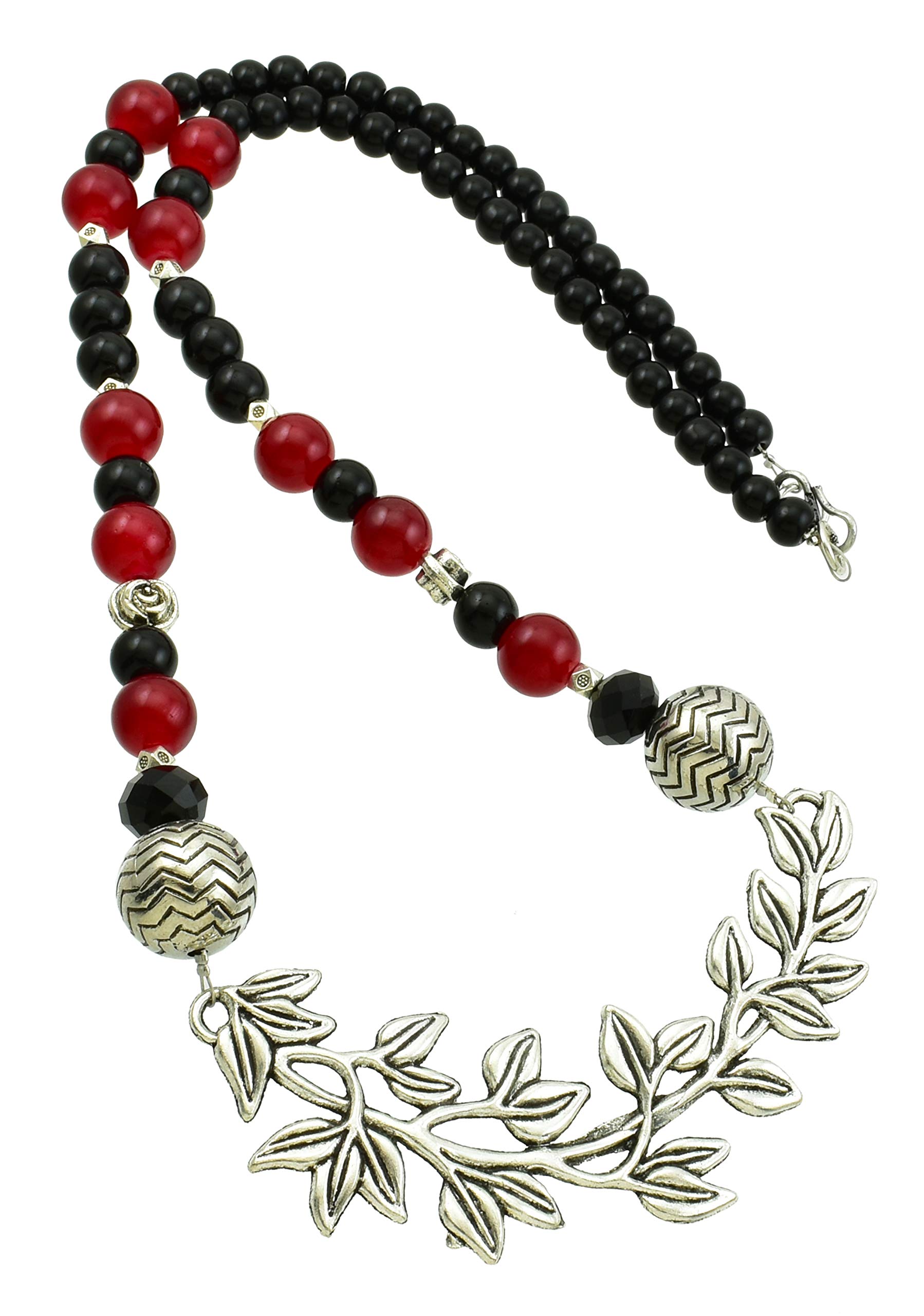 High Trendz Hand Crafted Oxidised German Silver with Multi Colour Glass Beads Long Fusion Chain/Necklace for Women and Girls (Red) (B08CK694GP) Amazon Price History, Amazon Price Tracker
