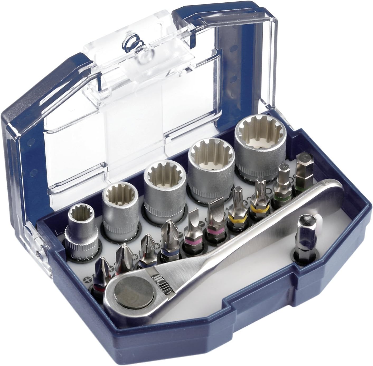 kwbScrewdriver Bit and Socket Set Hex Drive Bits with Ratchet Handle (17-Piece)