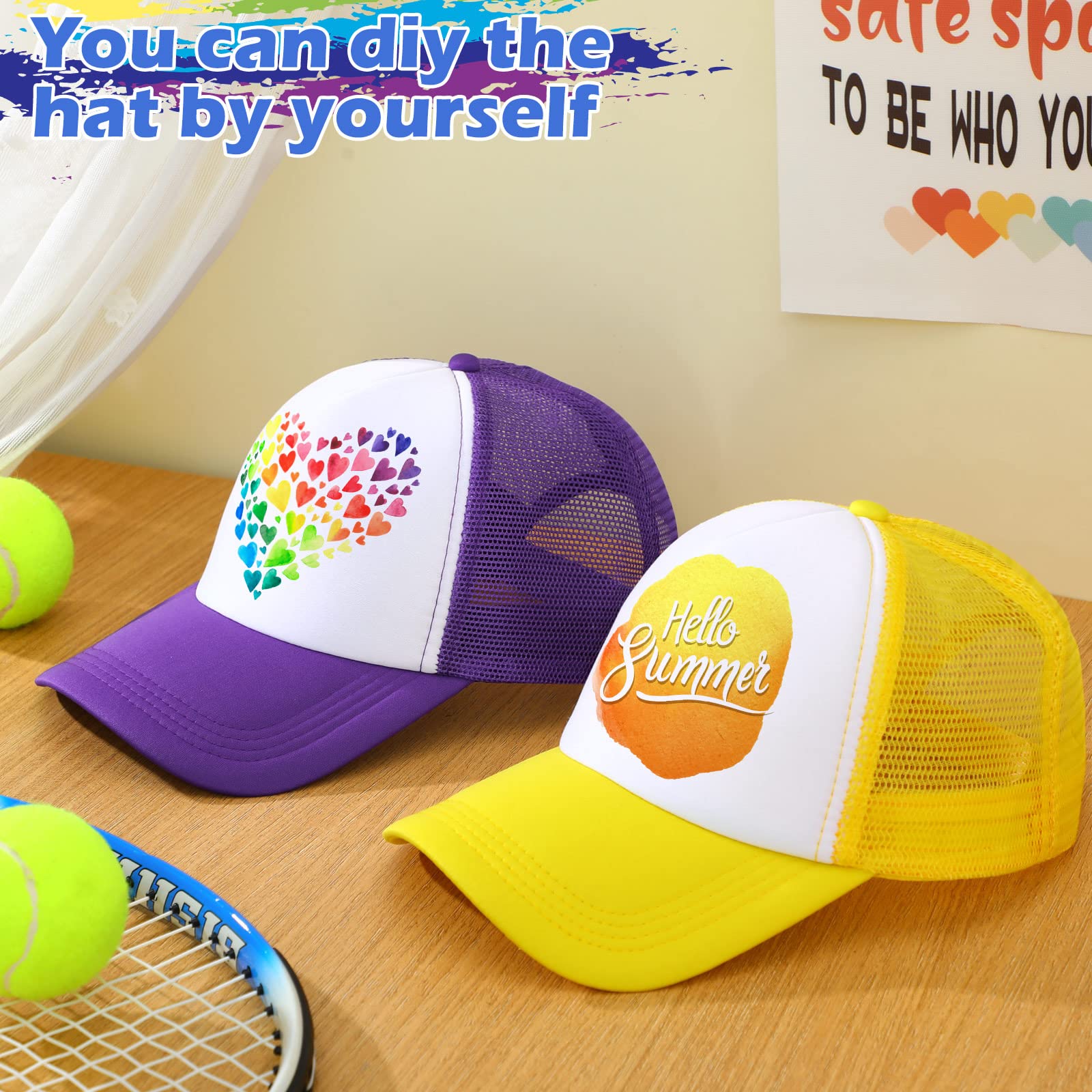 Xtinmee 36 gorras de béisbol unisex de sublimación de malla lisa en blanco gorra de camionero ajustable para hombres y mujeres al aire libre verano bricolaje, Multi, Talla única