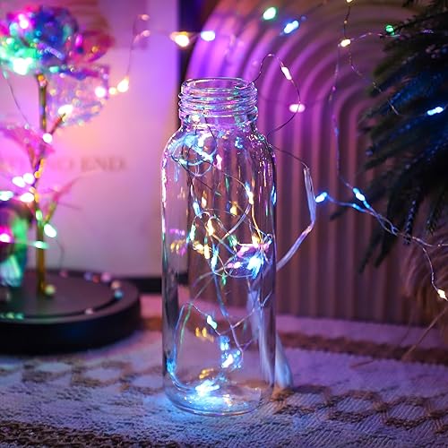 Miniatura 5 de FTEOYEL Paquete de 12 guirnaldas de luces de hadas, 7 pies, 20 luces LED a pilas, impermeables, de alambre de metal, para regalos, cumpleaños,