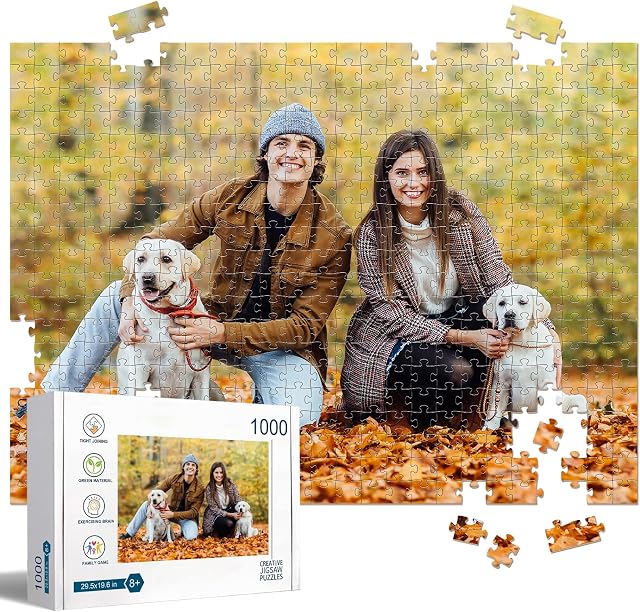 Custom Puzzles from Photos, 300/500/1000 Piece Puzzle for Adults, Personalized Jigsaw Puzzles with Photo Text, Photo Puzzles Personalized Gifts for Family Pet Birthday Mother's Day Father's Day