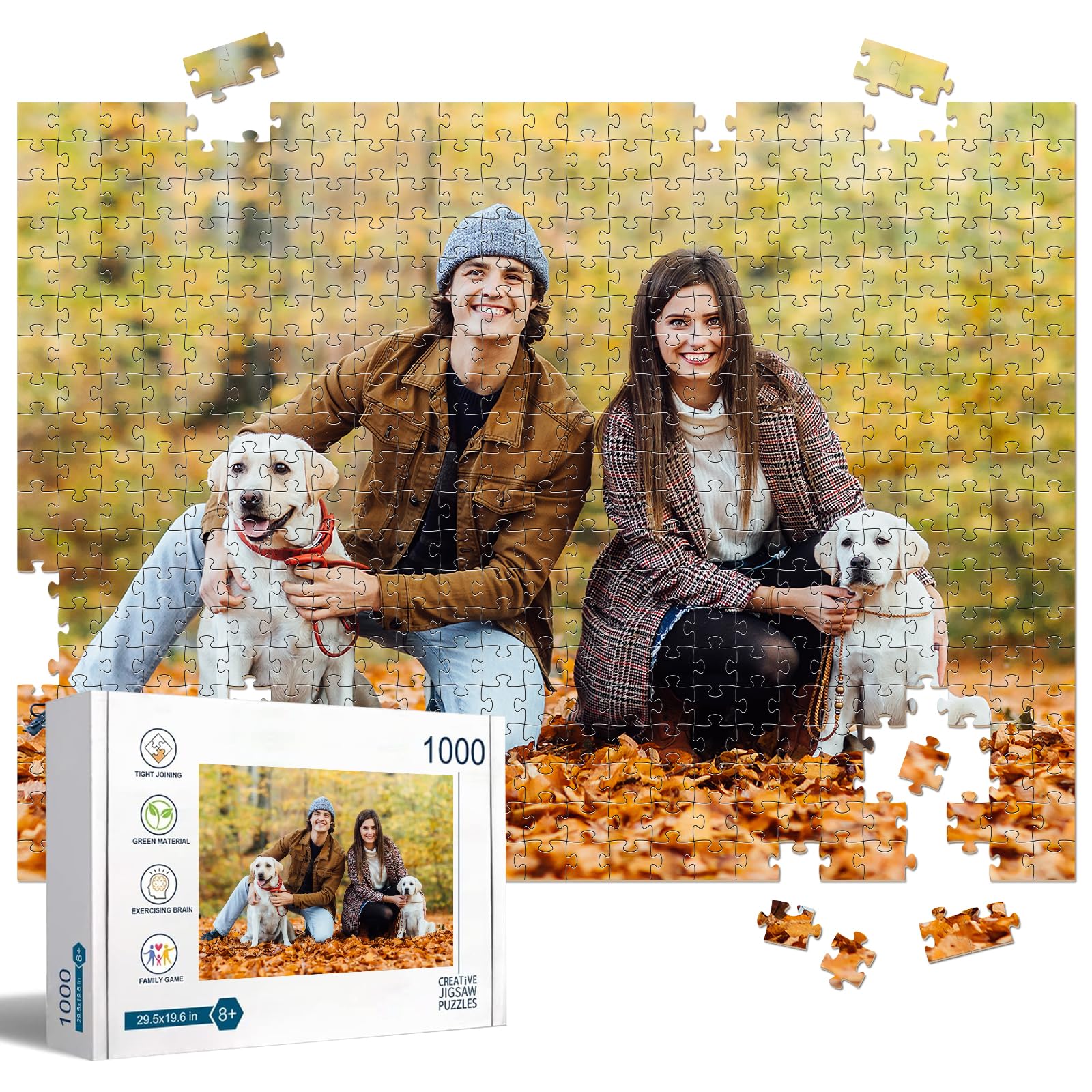 Personalised Jigsaw Puzzles for Adults 1000/500/300 piece, Custom Puzzles from Photos, Personalised Jigsaw Puzzles with Photo Text, Personalised Gifts for Family Pet Birthday Christmas Halloween