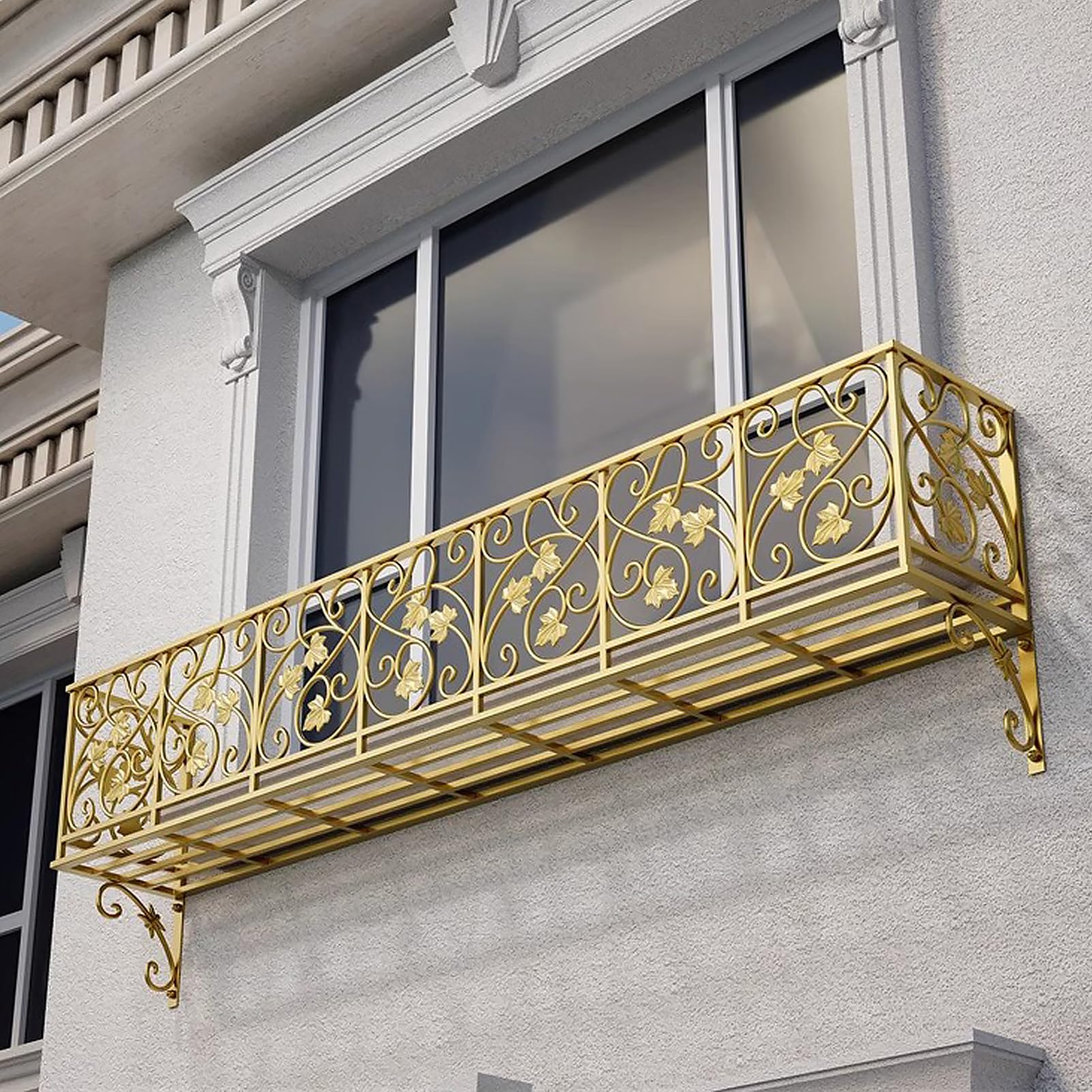Montowane na ścianie półki na rośliny zewnętrzne – wytrzymały metalowy uchwyt na kwiaty na balkon i do użytku wewnątrz dekoracyjny wiszący stojak na rośliny do ogrodu, domu i na patio