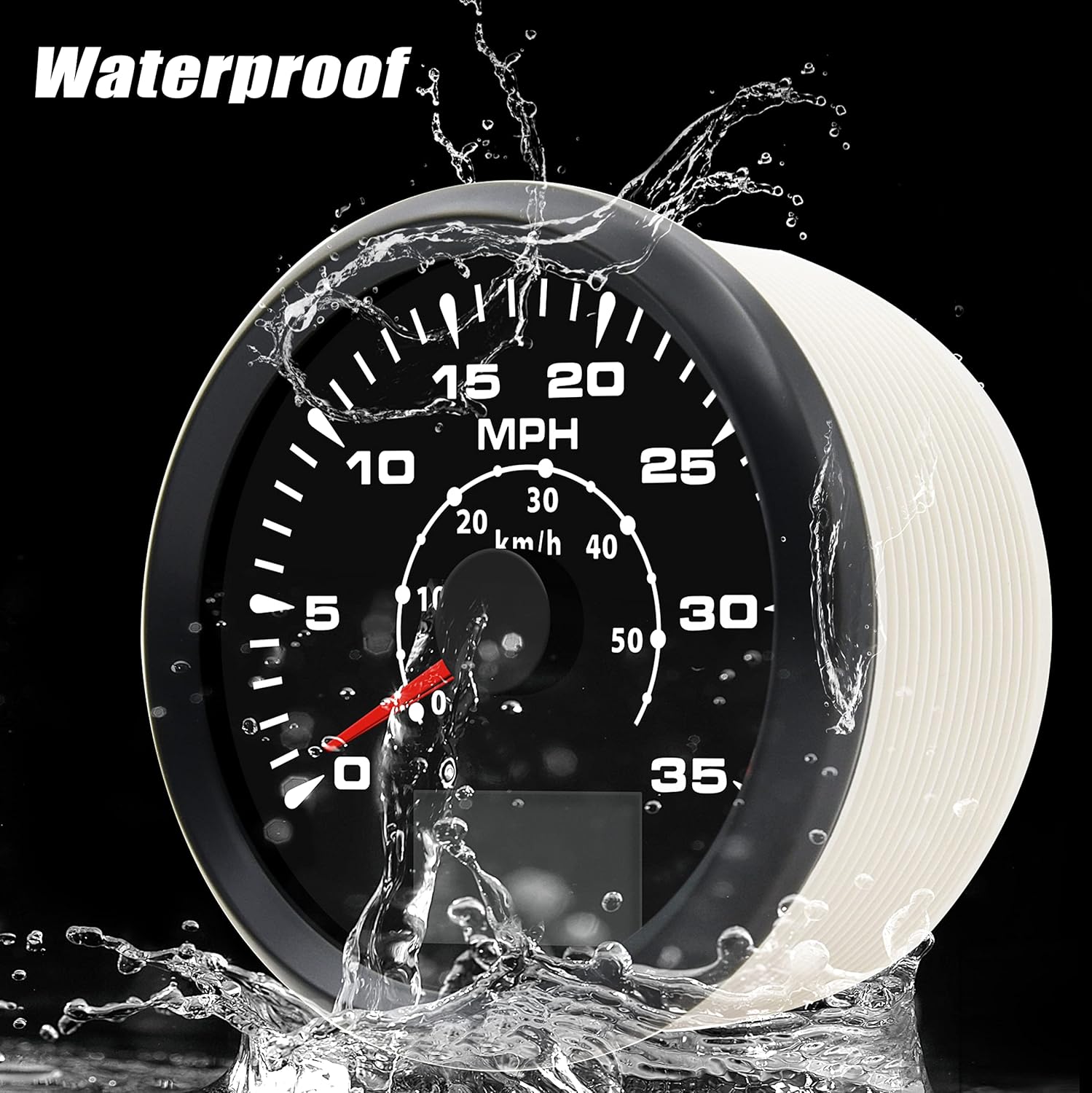 Geloo 85MM Boat GPS Speedometer Gauge 35 MPH 50 km/h Marine MPH Speedometer Waterproof Speedometer Odometer for Boat Truck Motorcycle Automotive Replacement Speedometers with 7 Colors Backlight 9-32V