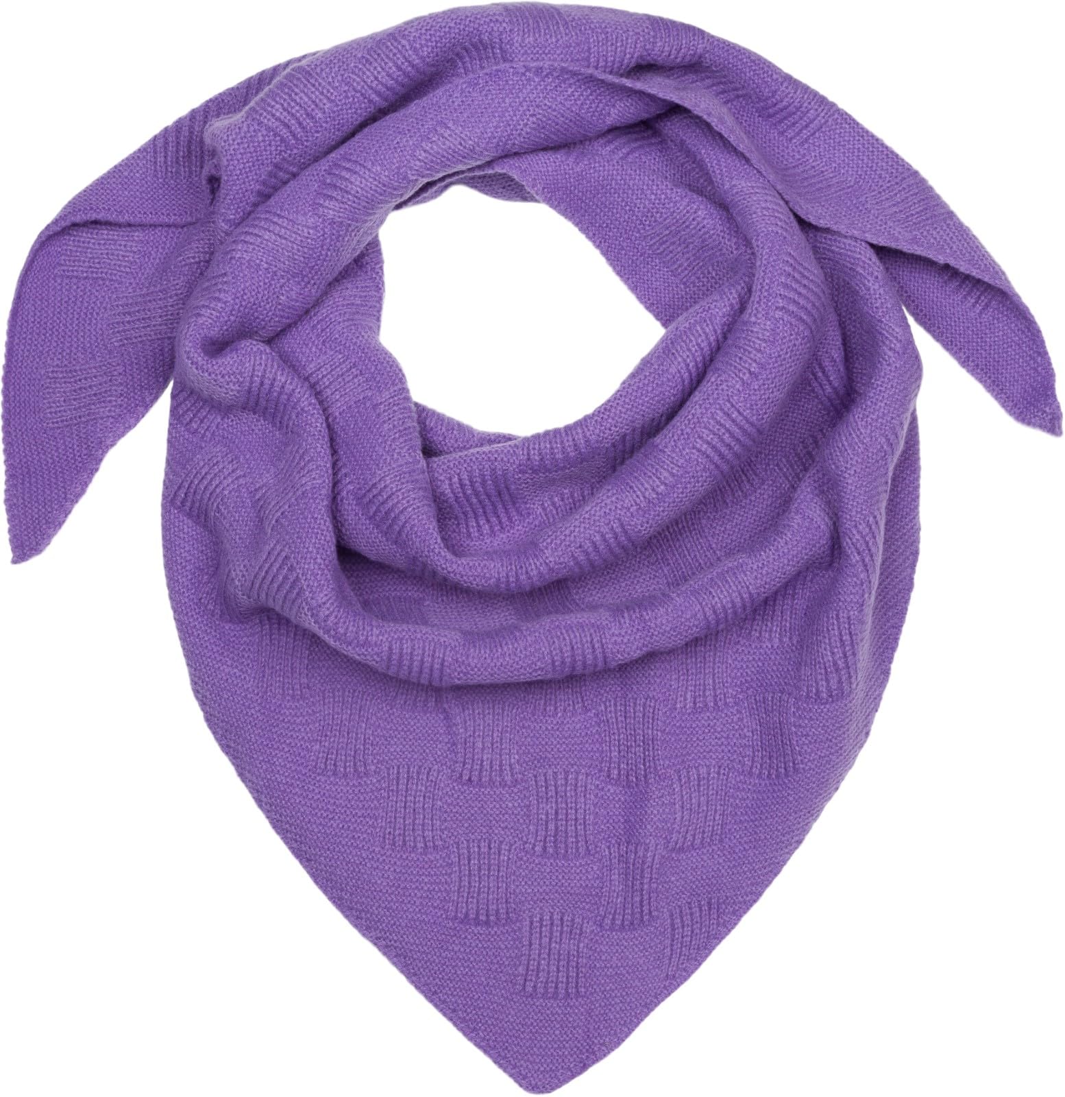 styleBREAKER Ladies XXL Knitted Triangle Scarf Unicoloured with Checkerboard Knitted Pattern, Maxi Scarf, Triangular Scarf, Warm Winter Scarf 01020047, Colour:Lavender