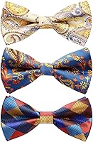 HISDERN 3/6 Pack Men's Pre-Tied Bow Ties Paisley Plaid Dot Adjustable Formal Tuxedo Wedding Bowties