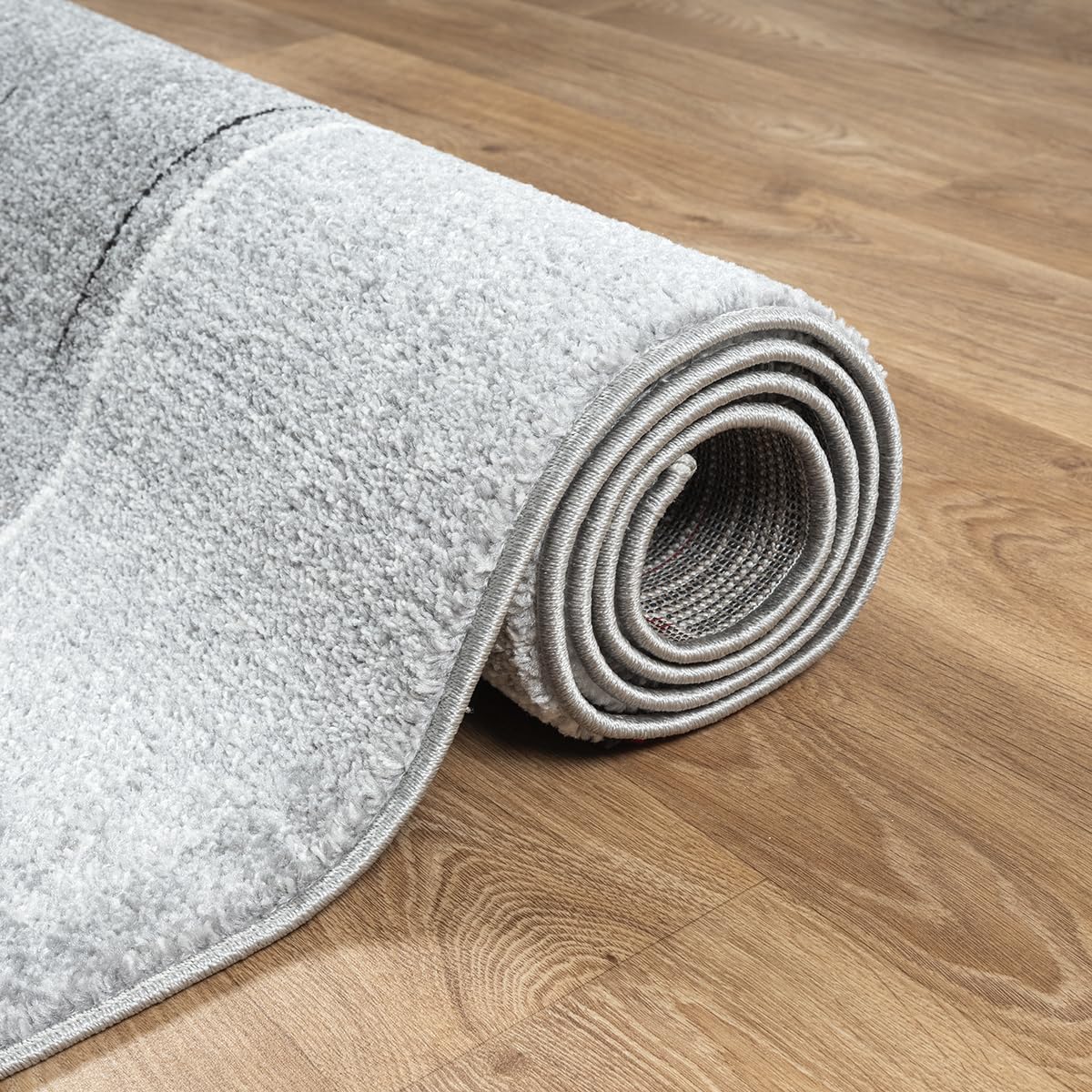 the carpet - Pearl - Tapis à Poils Courts et denses - Moderne - pour Salon et Chambre à Coucher - Découpe des Contours - Motif géométrique - À Carreaux - Gris Rouge - 240 x 330 cm