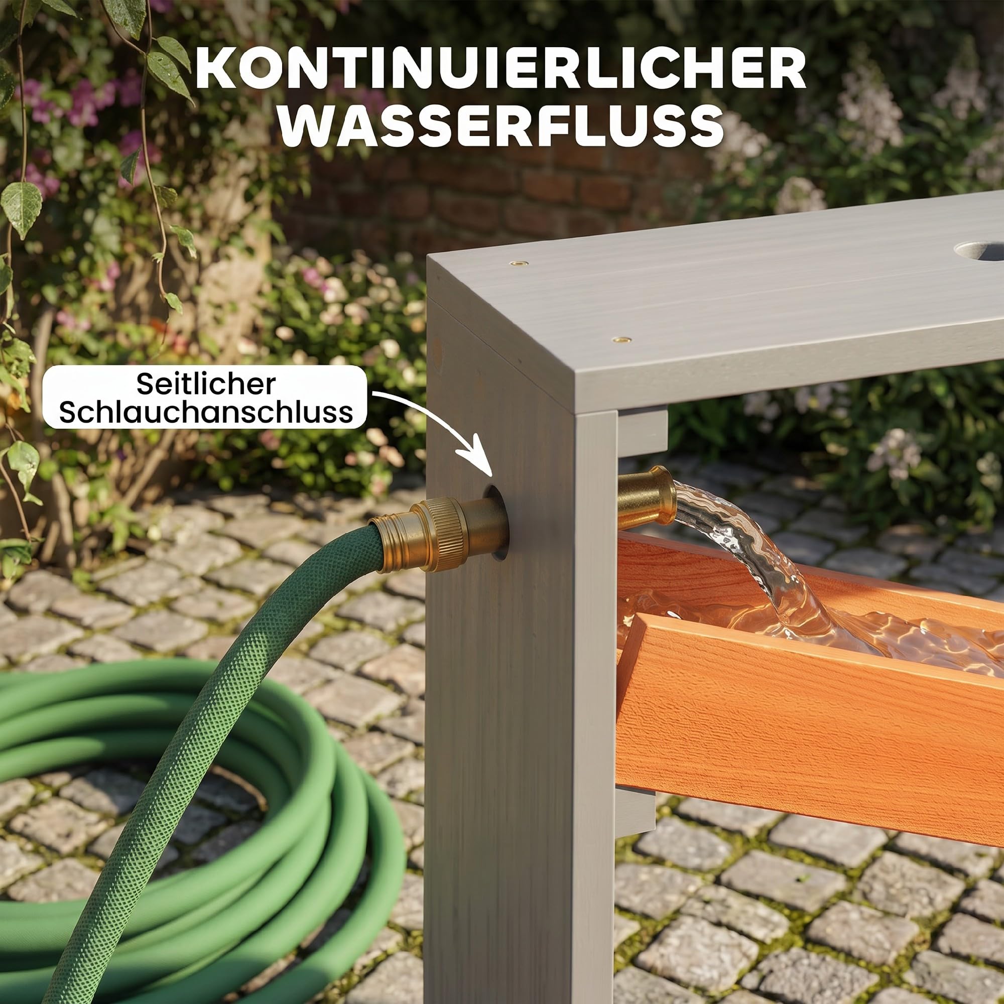 AIYAPLAY Sand Wasserspieltisch Holz, Wasserbahn, Kinder 3-8 Jahre, Grau | Holz Wassertisch, Matschtisch, Strandtisch Sandkastentisch, mit 2 Becken