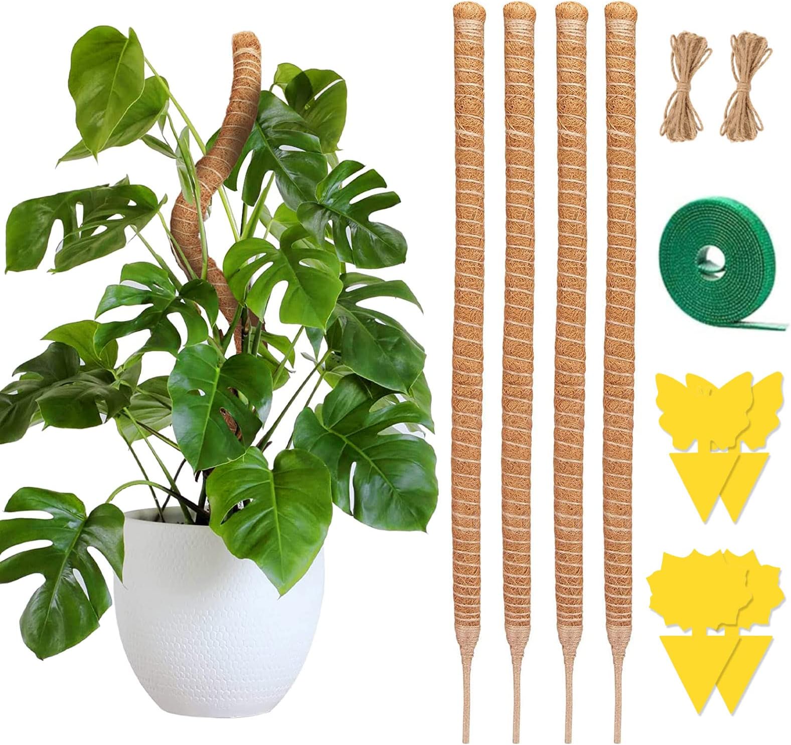 Moss Pole 4pcs 72cm Coco Coir Totem Pole Bendable Coir Moss Stick for Monstera and Cheese Plant Climbing Indoor Plant Support Extension