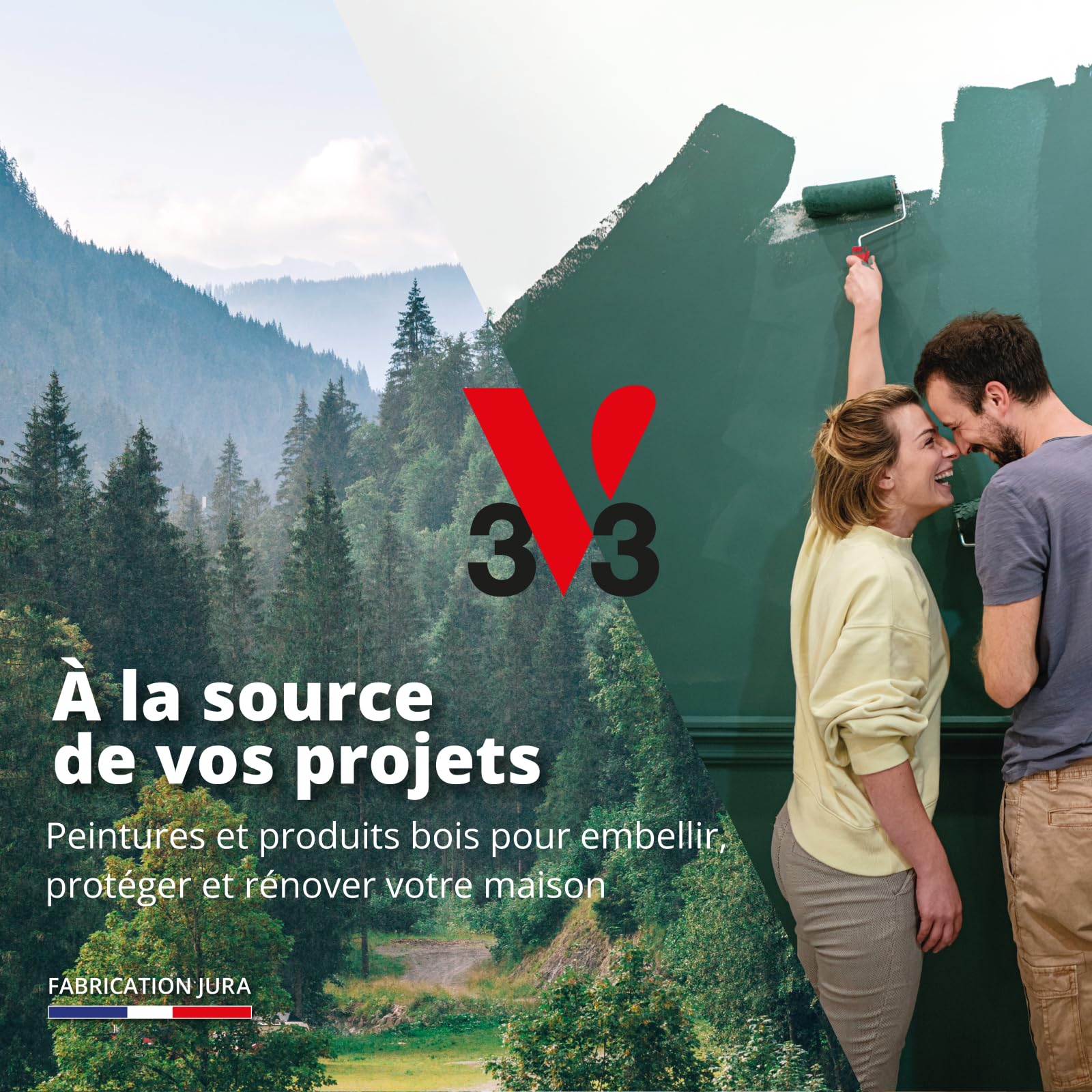 V33 - Blanc Essentiel - Peinture Intérieure - Peinture Murs, Plafonds et Boiseries - Application Rapide & Facile - Couvre en 2 Couches - Chantier Rapide Recouvrable en 3h - Blanc Durable - Velours 10L