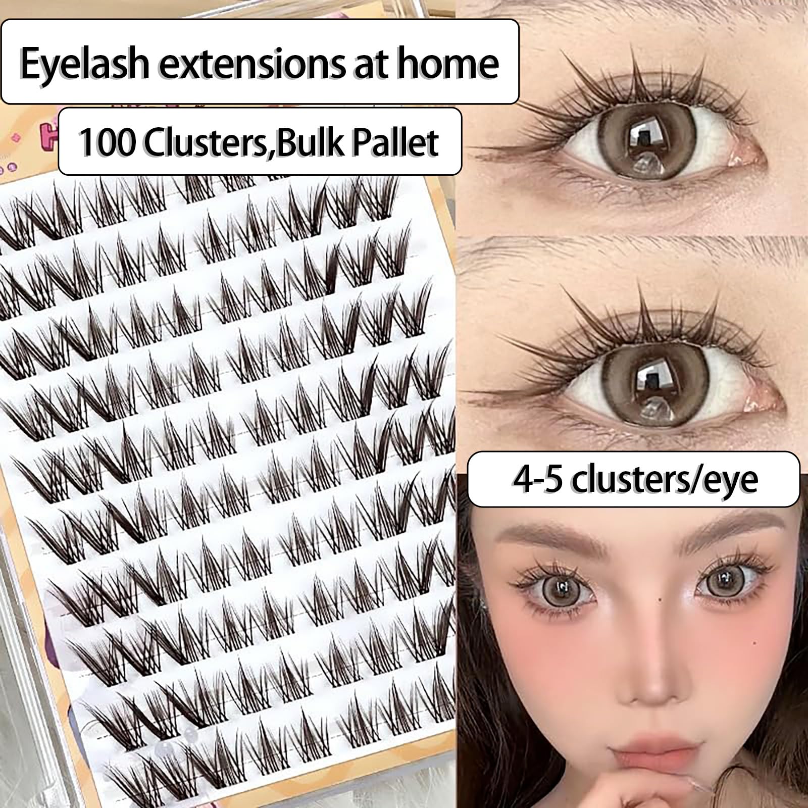 100Pcs Brown Cluster Lashes Wispy Individual Eyelashes Clusters,Curl Individual Lashes Extensions 8-16MM Fluffy Cluster Lash - Image 3