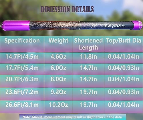Miniatura 2 de Caña de pescar telescópica de fibra de carbono 26.6 pies portátil ultraligera para mosca, varilla Tenkara plegable para bass y crappie, kit completo