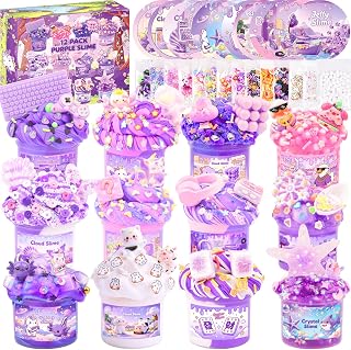 12 Pack Purple Butter Cloud Slime Kit – Soft Squishy Sensory Toy for Kids Ages 8-12, Birthday Party Favors, Goodie Bag Fillers for Girls and Boys