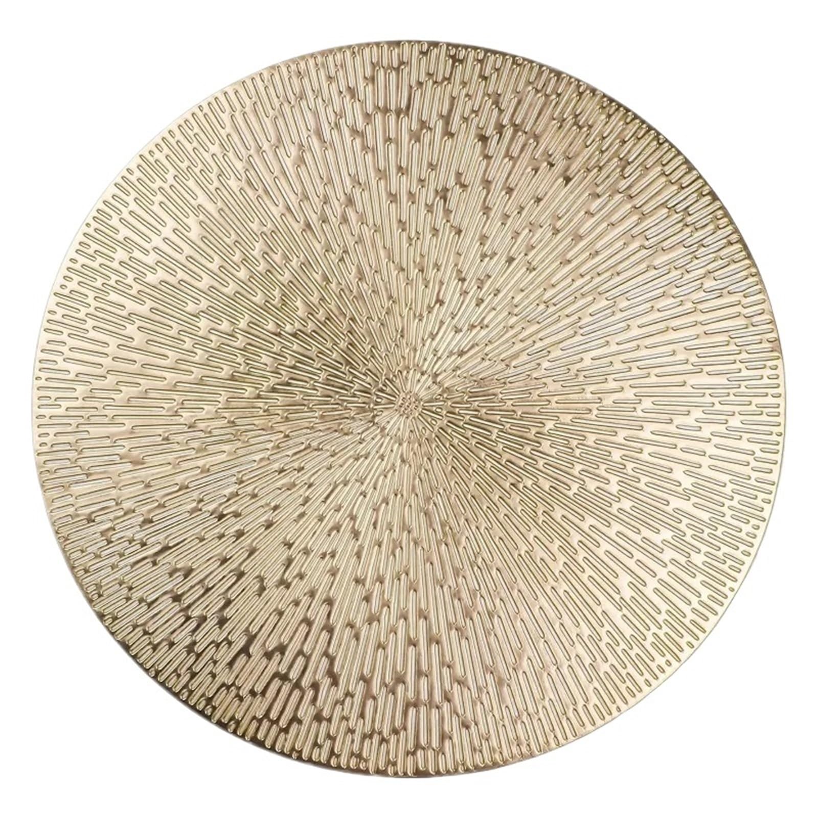 PVC Dining Table Mat 4PCS Vinyl Placemats 15inch Round,Gold Color PVC Table Mats,Waterproof Oilproof Heat Resistant Place