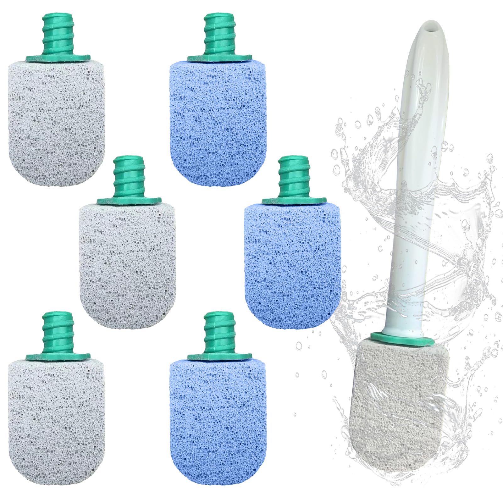 Scettar Pietra Pomice per WC, 6 Pezzi Pietra Pomice Naturale Pulizia con Manico, Pomice a Testa Tonda Può Essere Utilizzato per Pulire Le Macchie in Bagni, Toilette, Lavello (Grigio Blu)