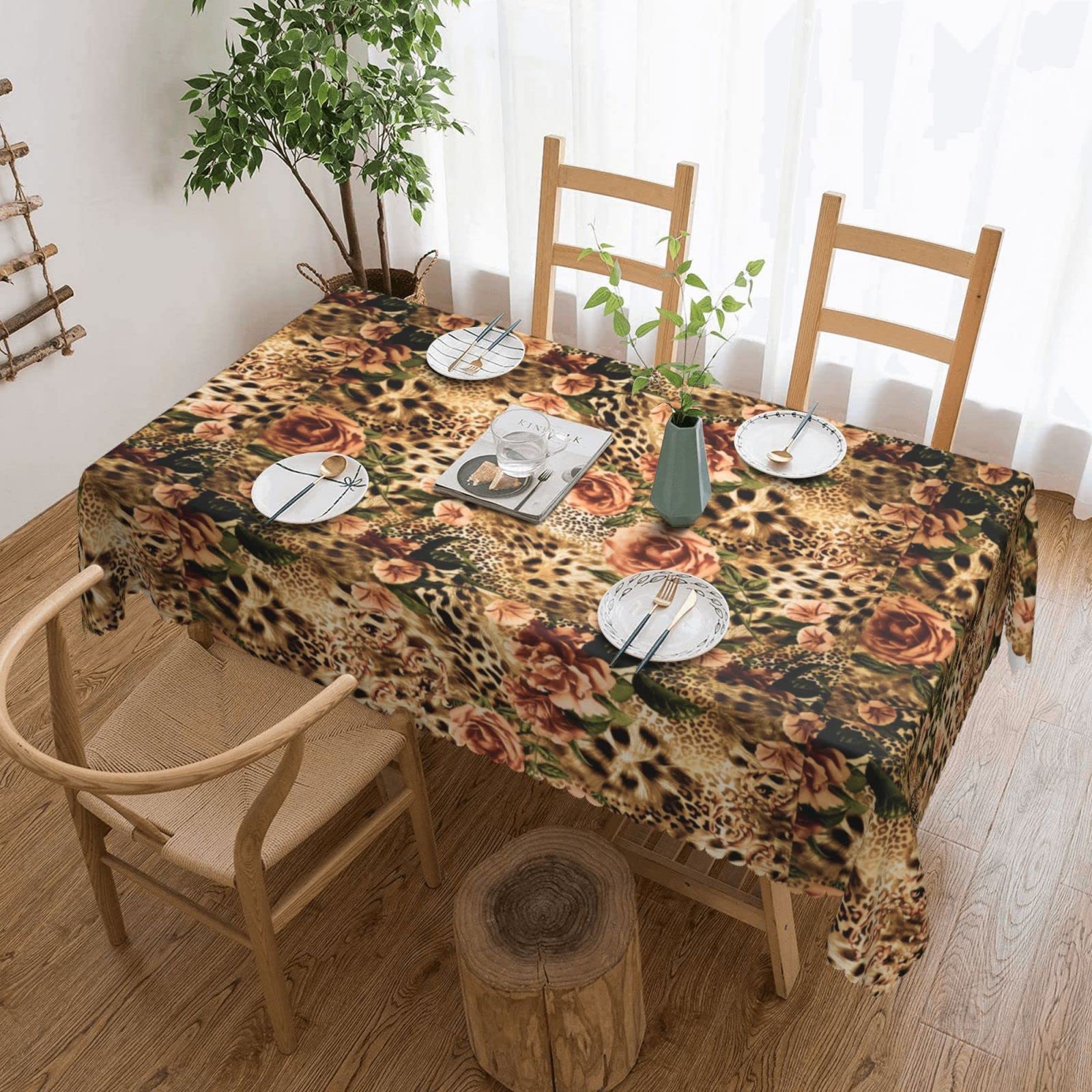 Nappe rectangulaire léopard de 137 x 183 cm pour une décoration de table de fête moderne
