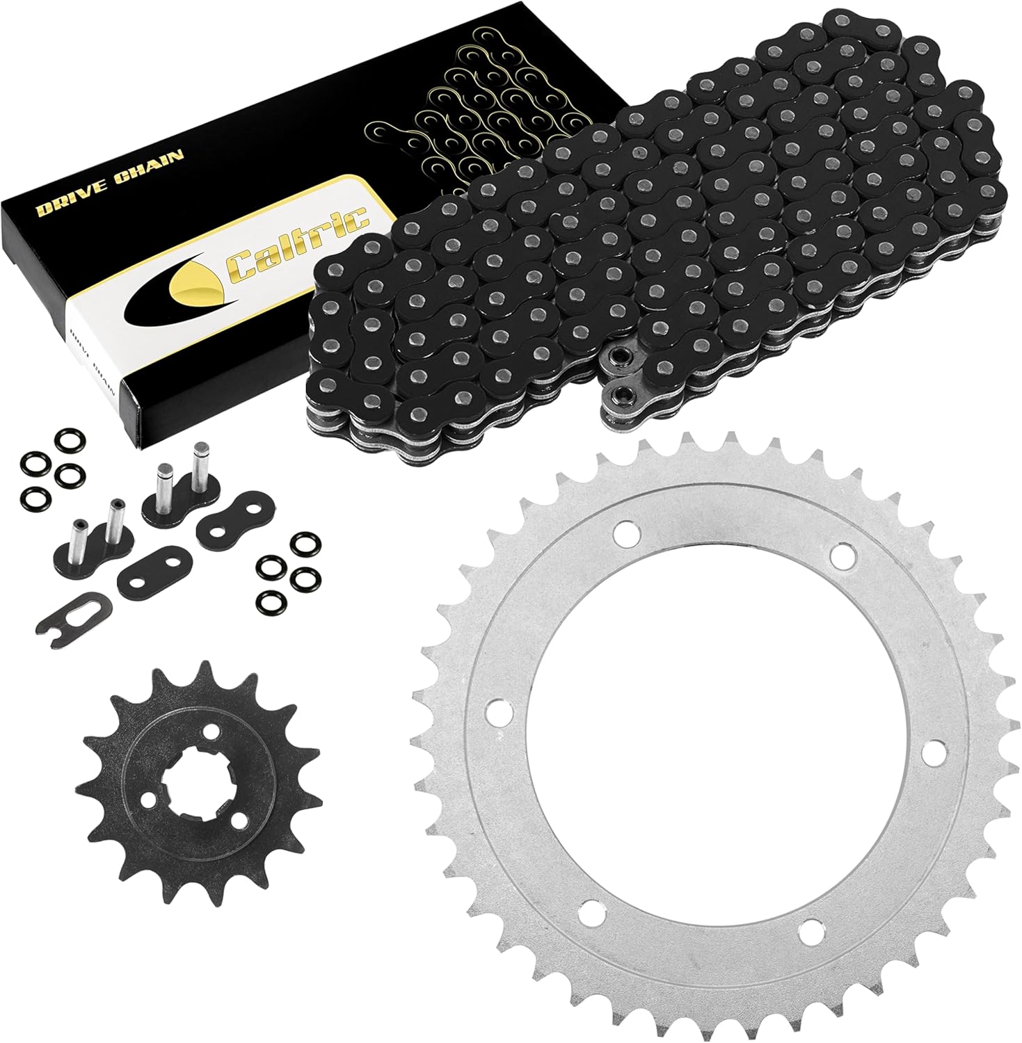 Caltric Black O-Ring Drive Chain and Sprockets Kit Compatible With Suzuki DR650SE DR 650SE 1996-2017