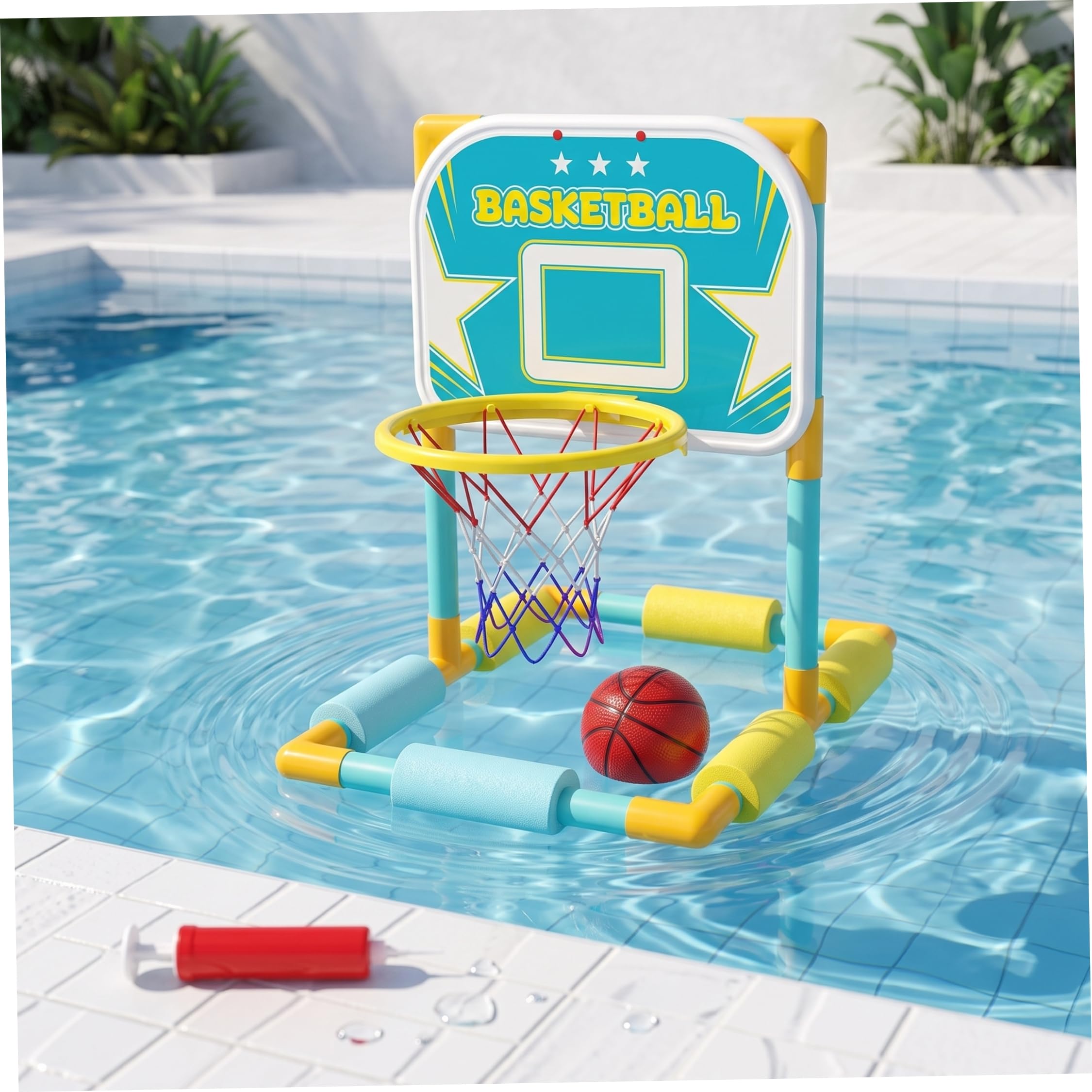 Canestro da Basket Galleggiante per Piscina, Set Canestro da Basket per Piscina, Gioco Gonfiabile con Palline in Acqua con Palline e Pompa per Bambini e Adulti, Stile1